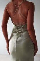 Celinee Satin Maxi Gown | Sage - Oh Hello Clothing