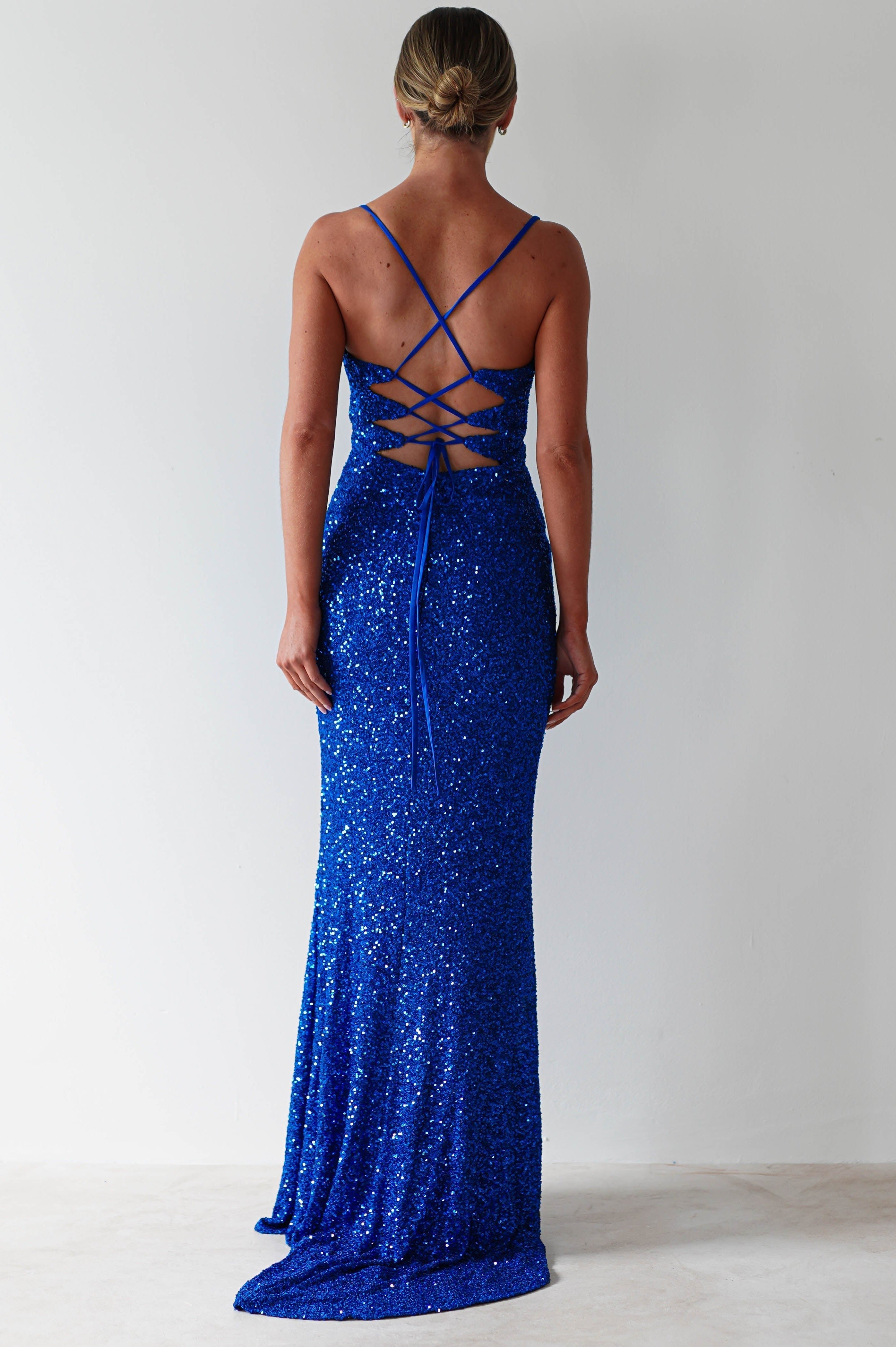 Clarisse Bodycon Sequin Gown | Royal Blue - Oh Hello Clothing