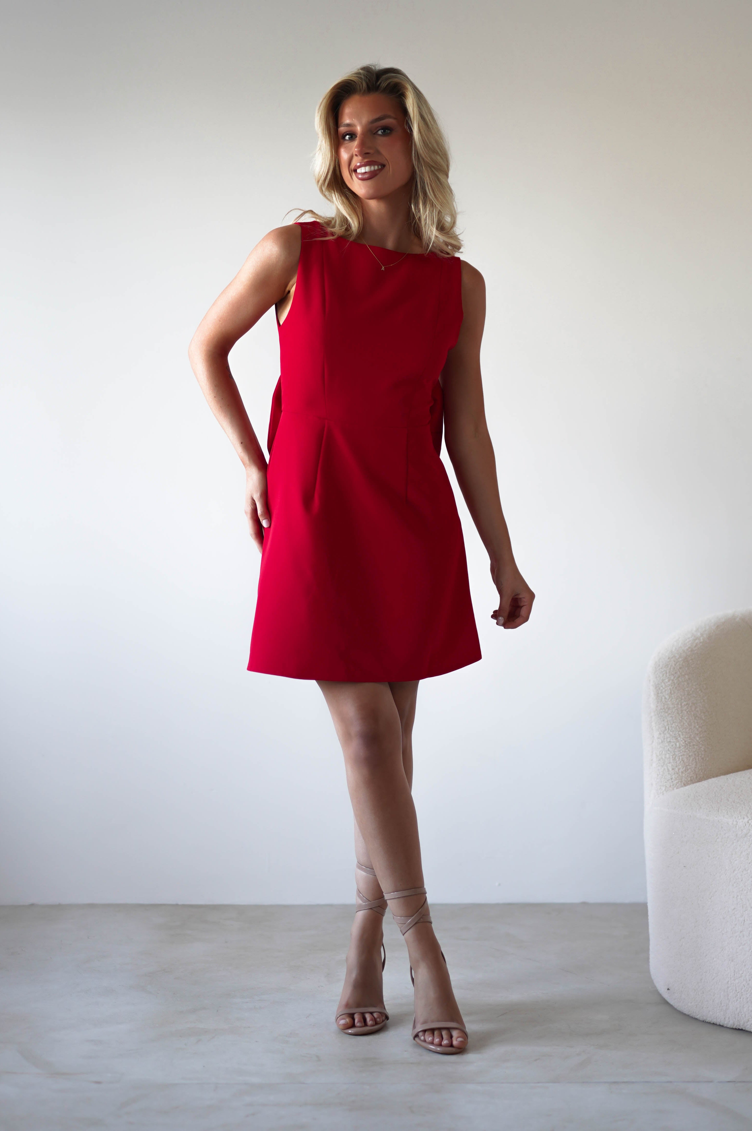 Emmie Bow Back Mini Dress | Red | Oh Hello Clothing | XS (6)