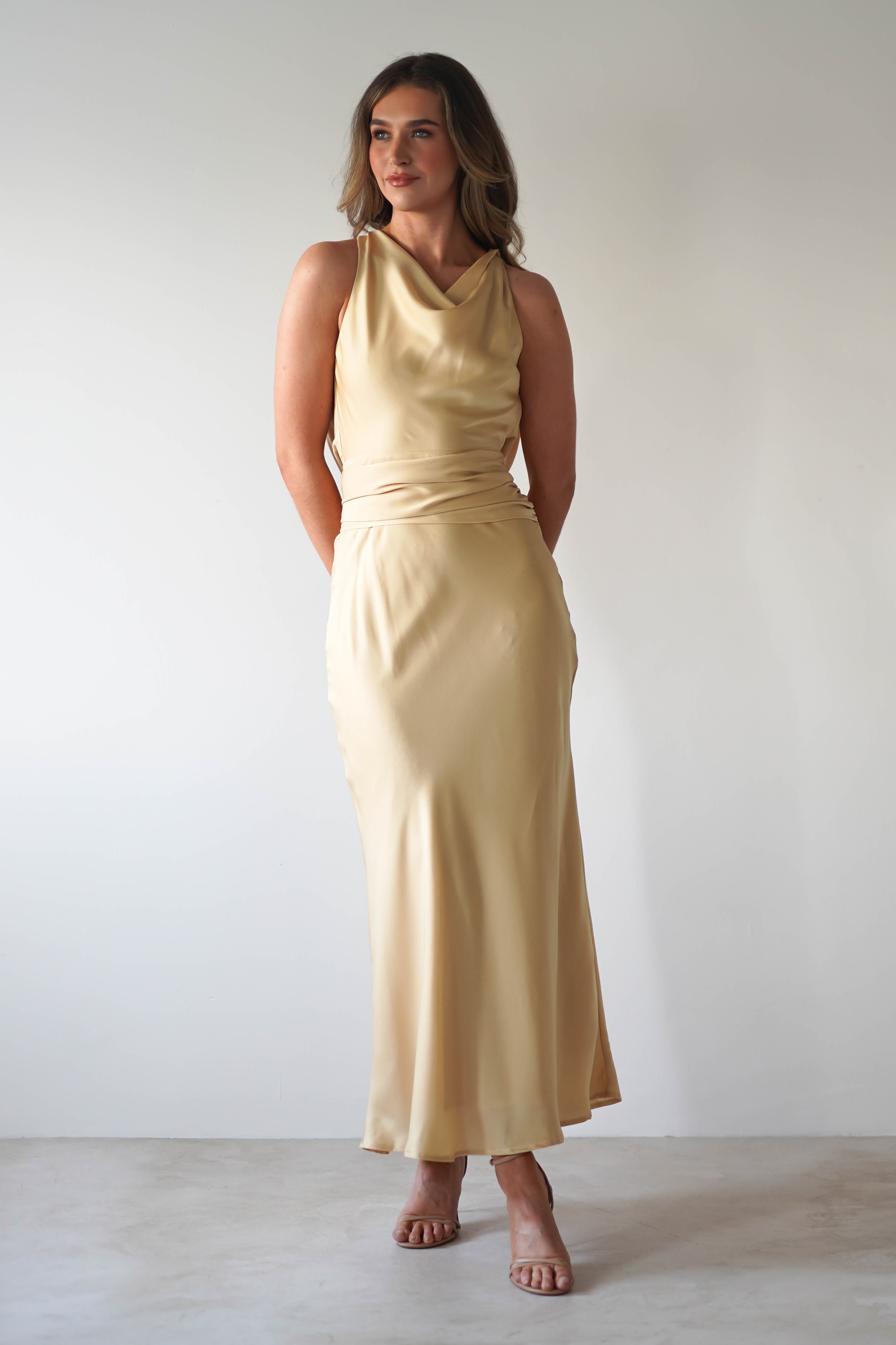 River Backless Maxi Dress | Sand | Oh Hello Clothing | XS (6)