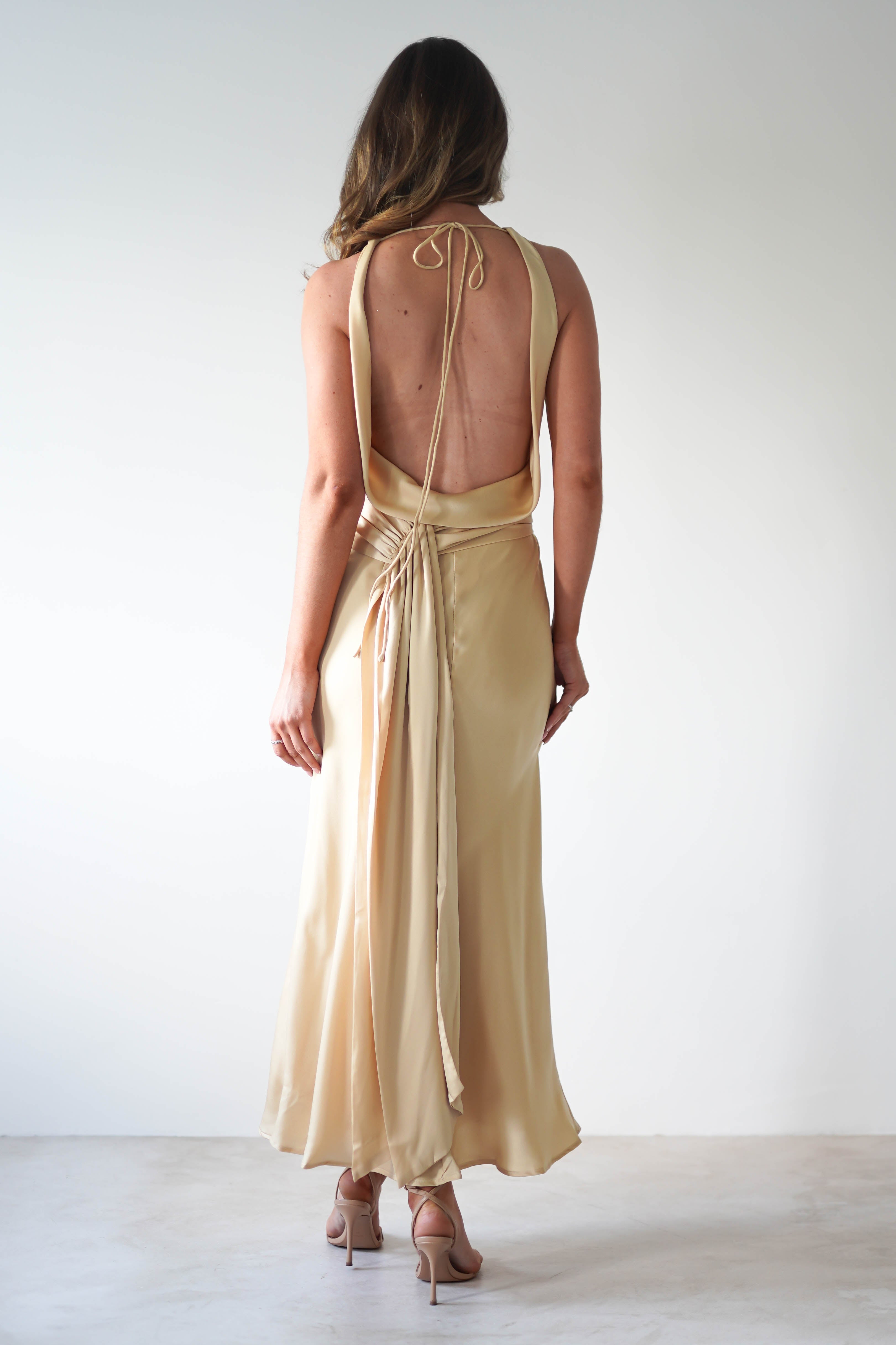 River Backless Maxi Dress | Sand | Oh Hello Clothing | XS (6)