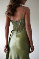 Diva Embellished Corset Gown | Green - Oh Hello Clothing
