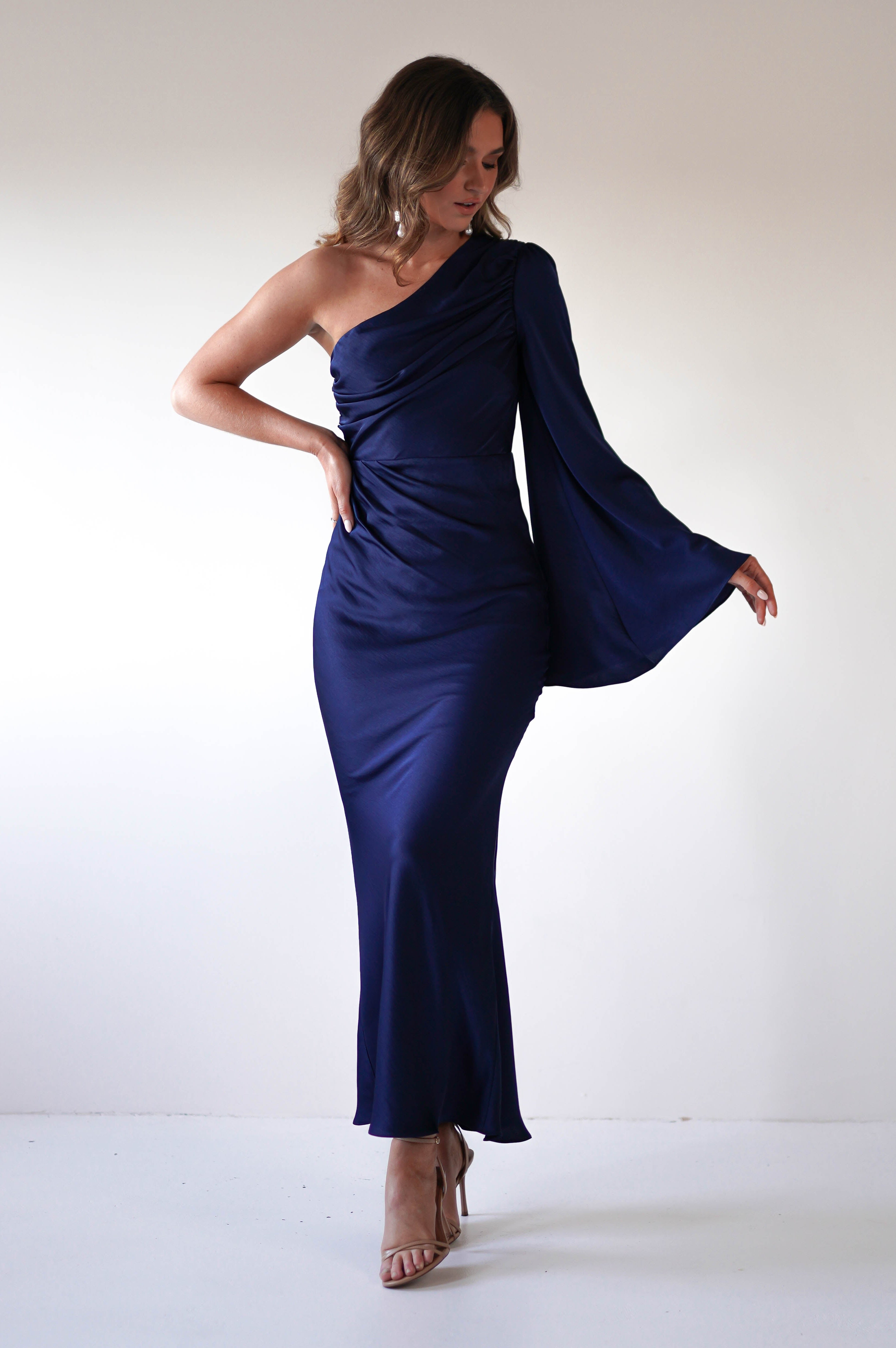 Sylvana Silky Maxi Dress | Navy - Oh Hello Clothing