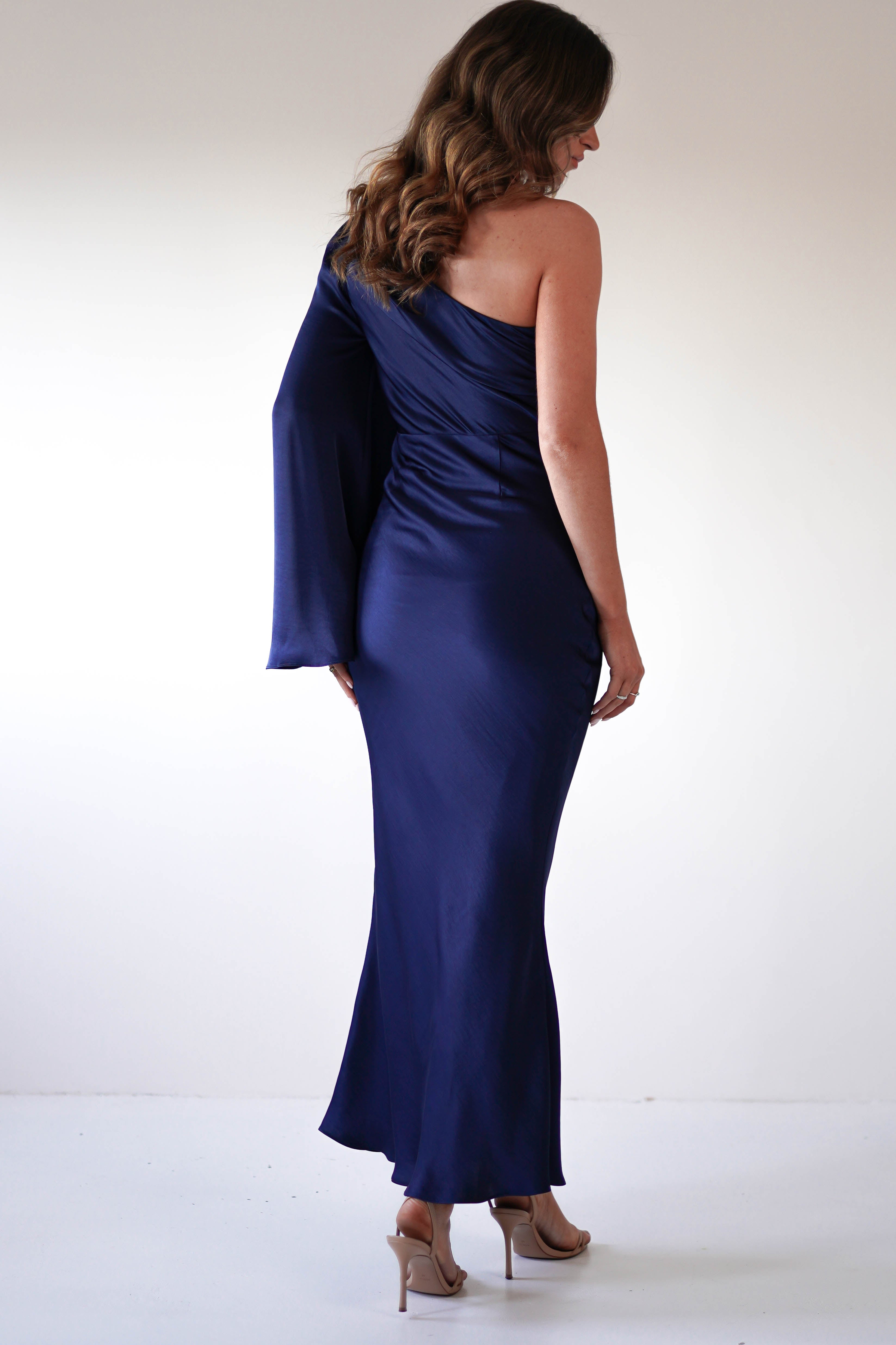 Sylvana Silky Maxi Dress | Navy - Oh Hello Clothing