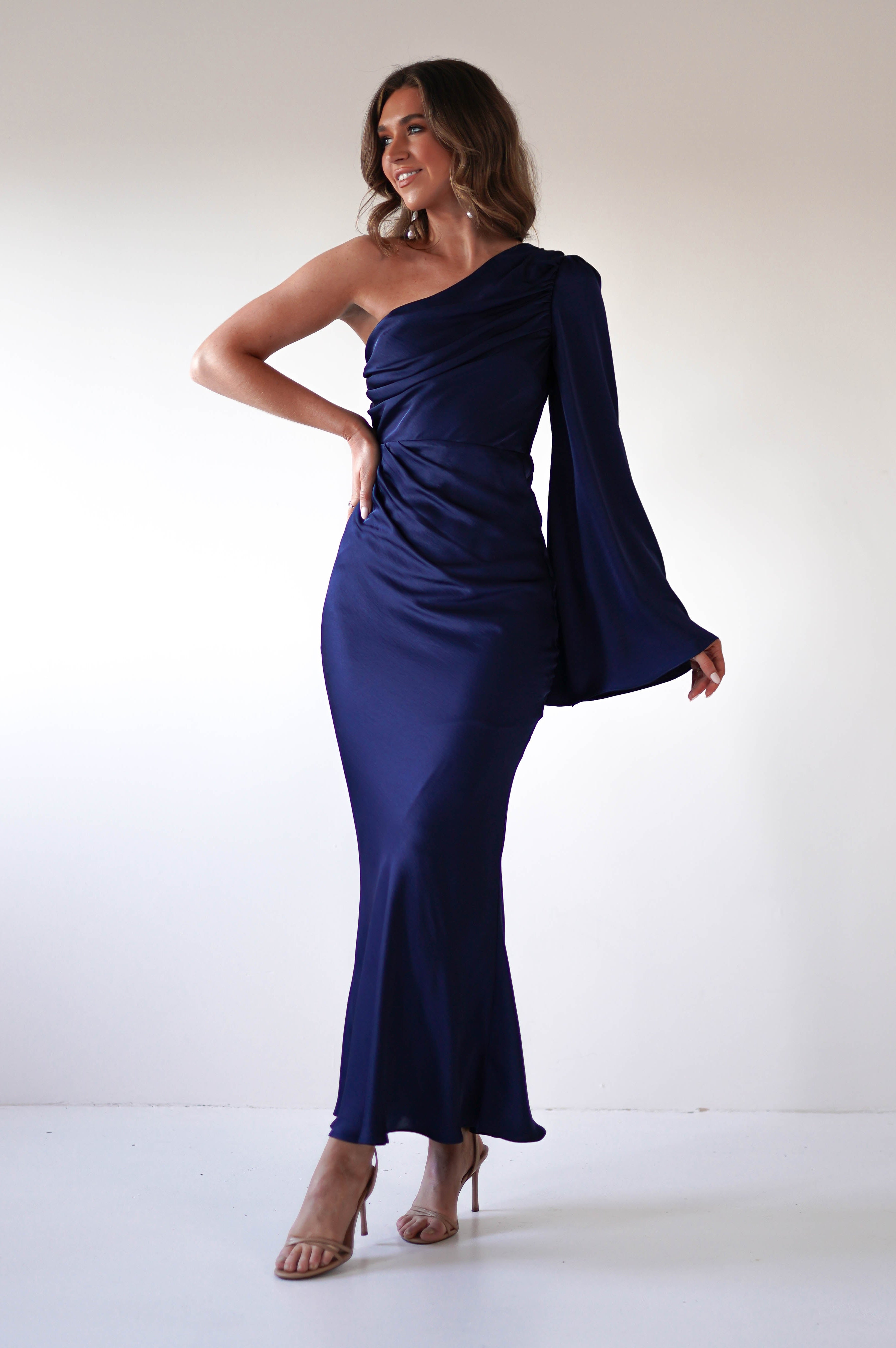 Sylvana Silky Maxi Dress | Navy - Oh Hello Clothing