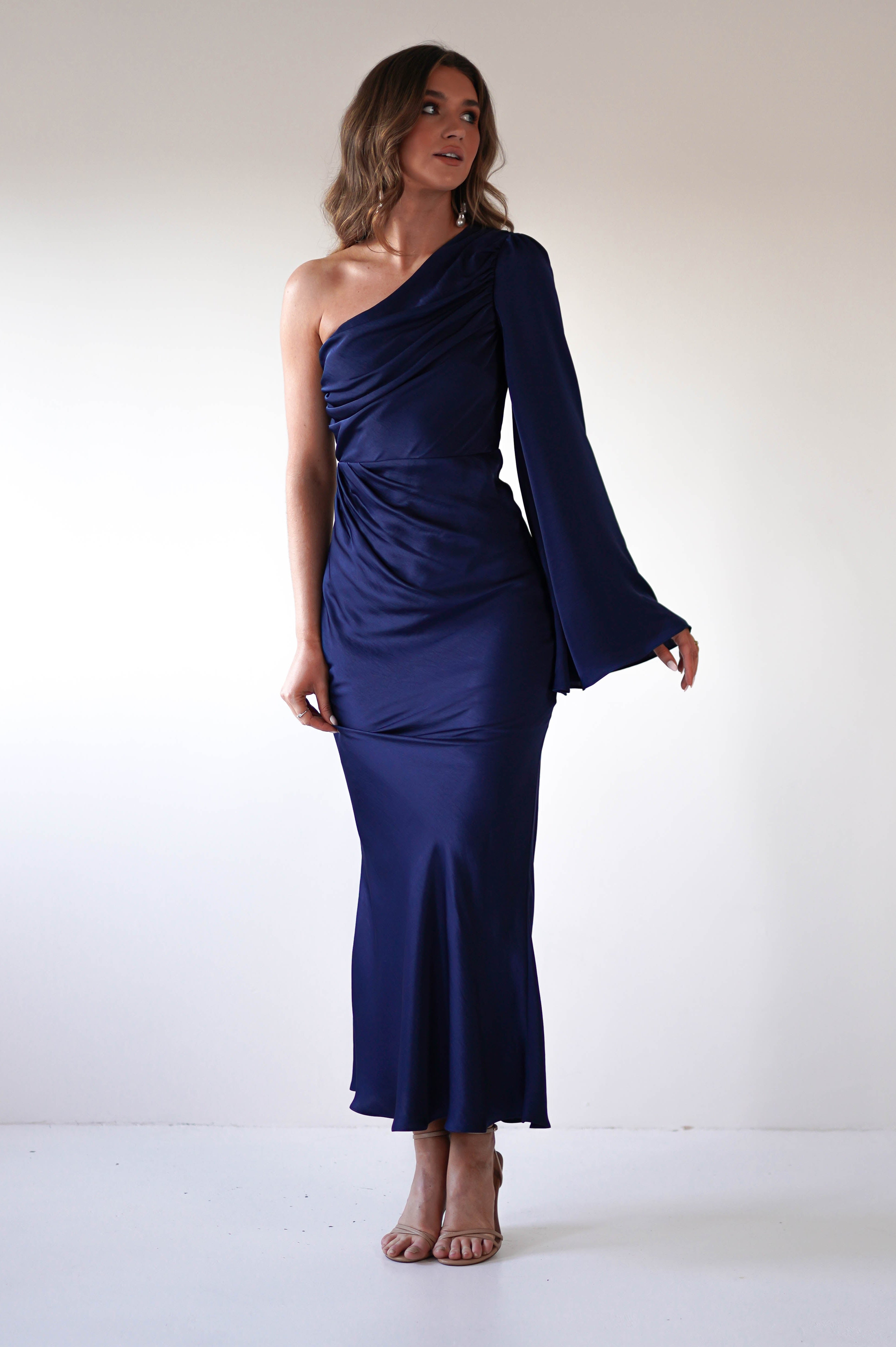 Sylvana Silky Maxi Dress | Navy - Oh Hello Clothing