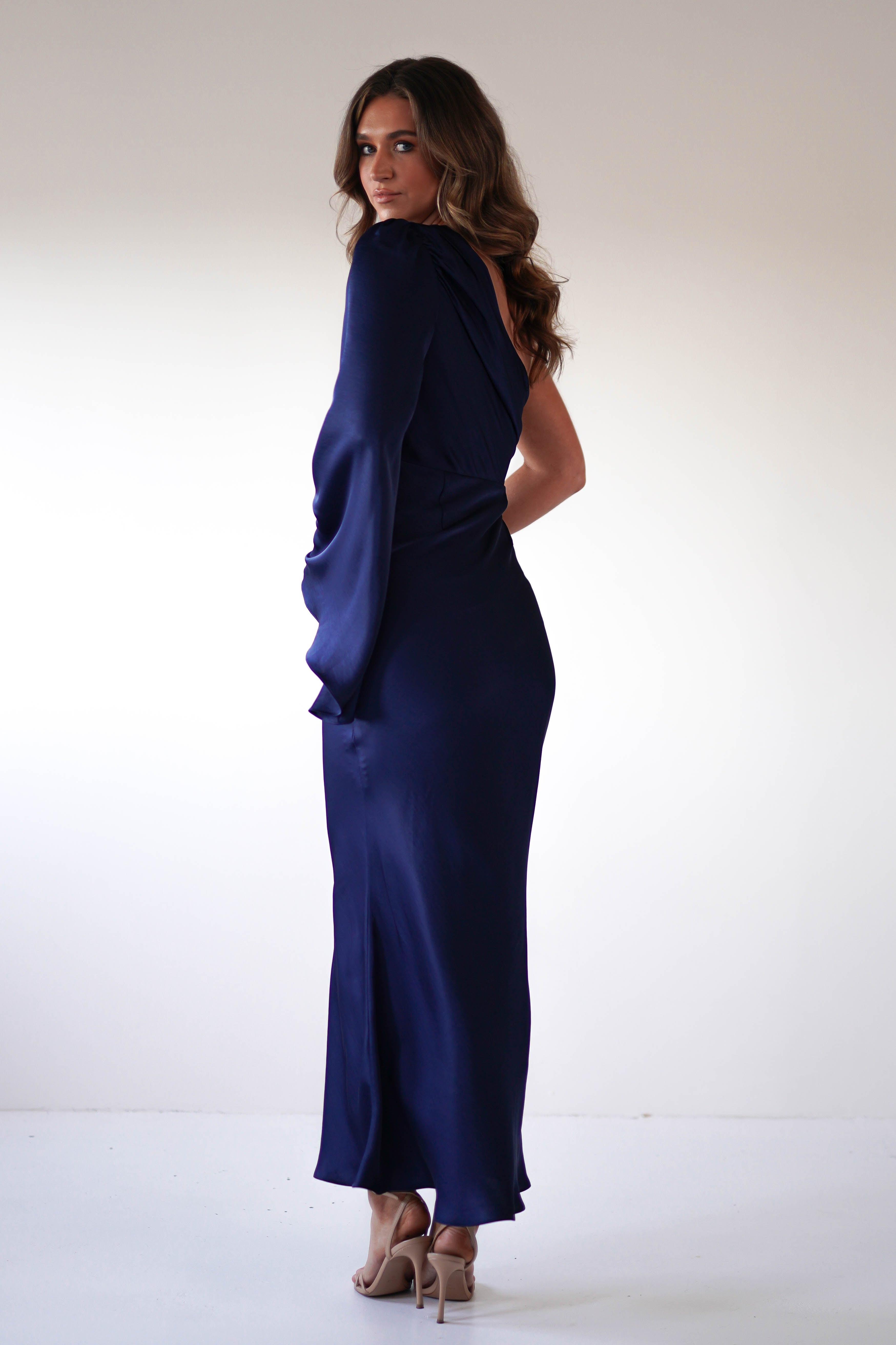Sylvana Silky Maxi Dress | Navy - Oh Hello Clothing