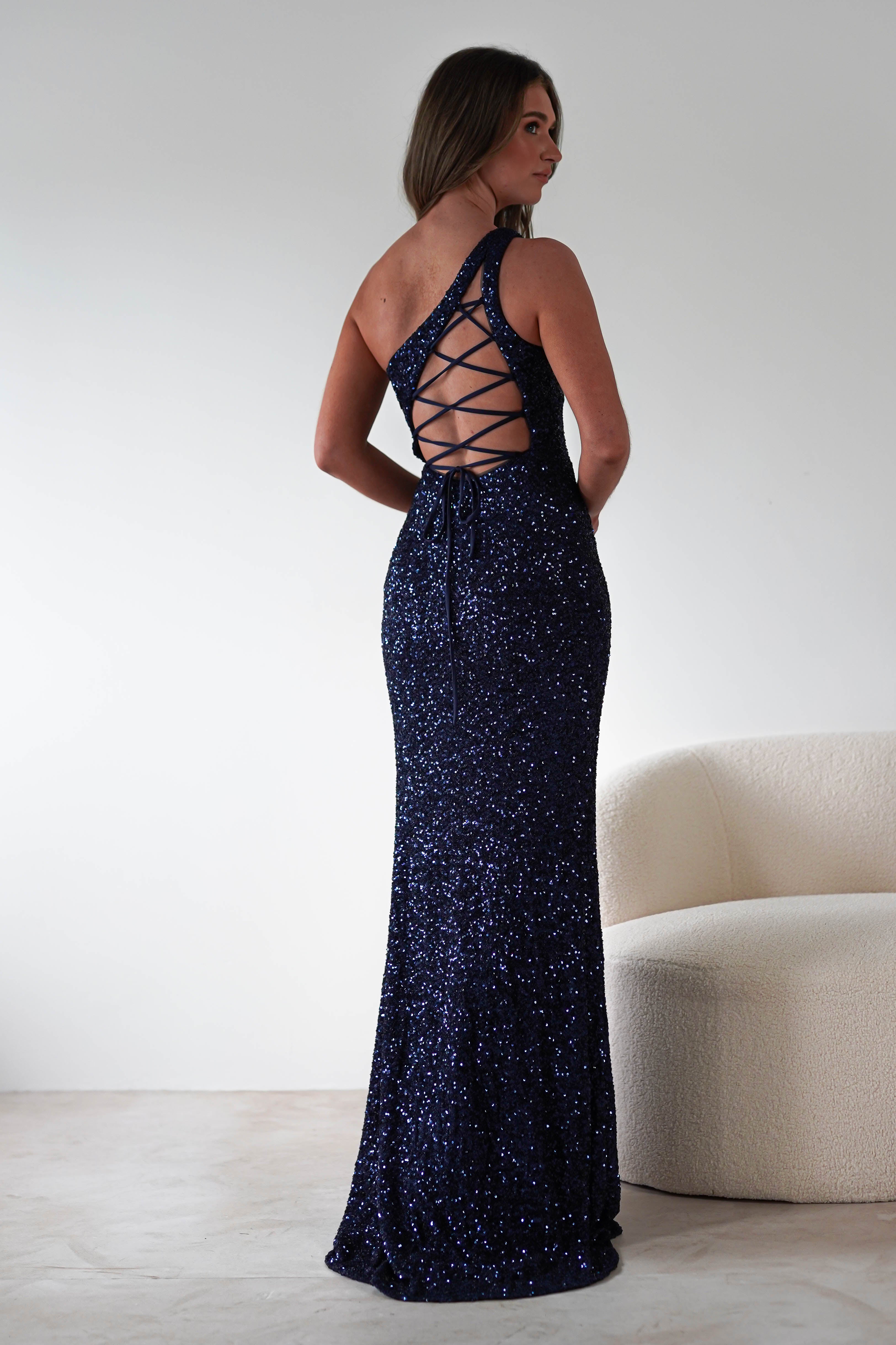 Charley Sequin Bodycon Gown | Navy - Oh Hello Clothing