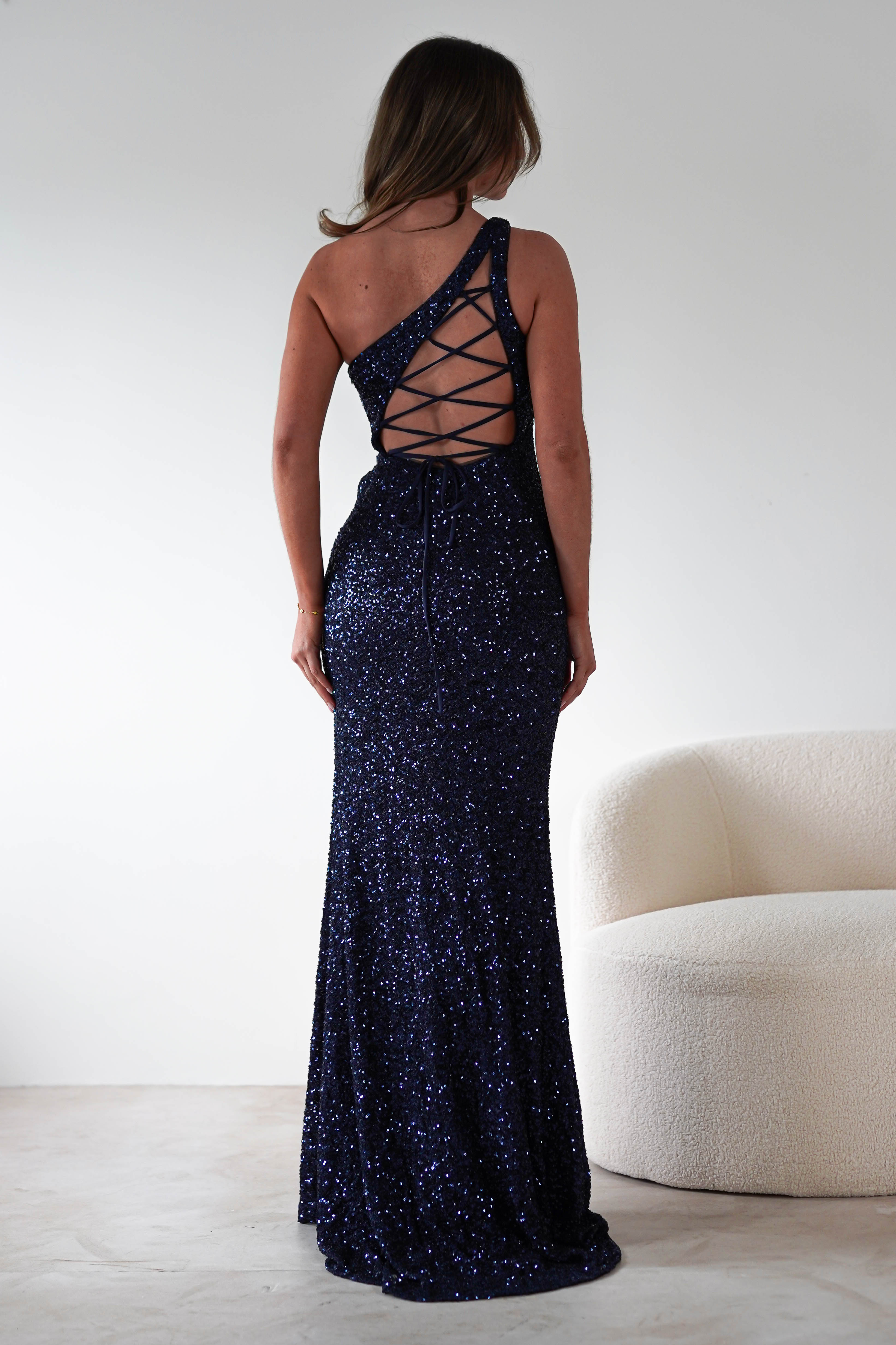 Charley Sequin Bodycon Gown | Navy - Oh Hello Clothing