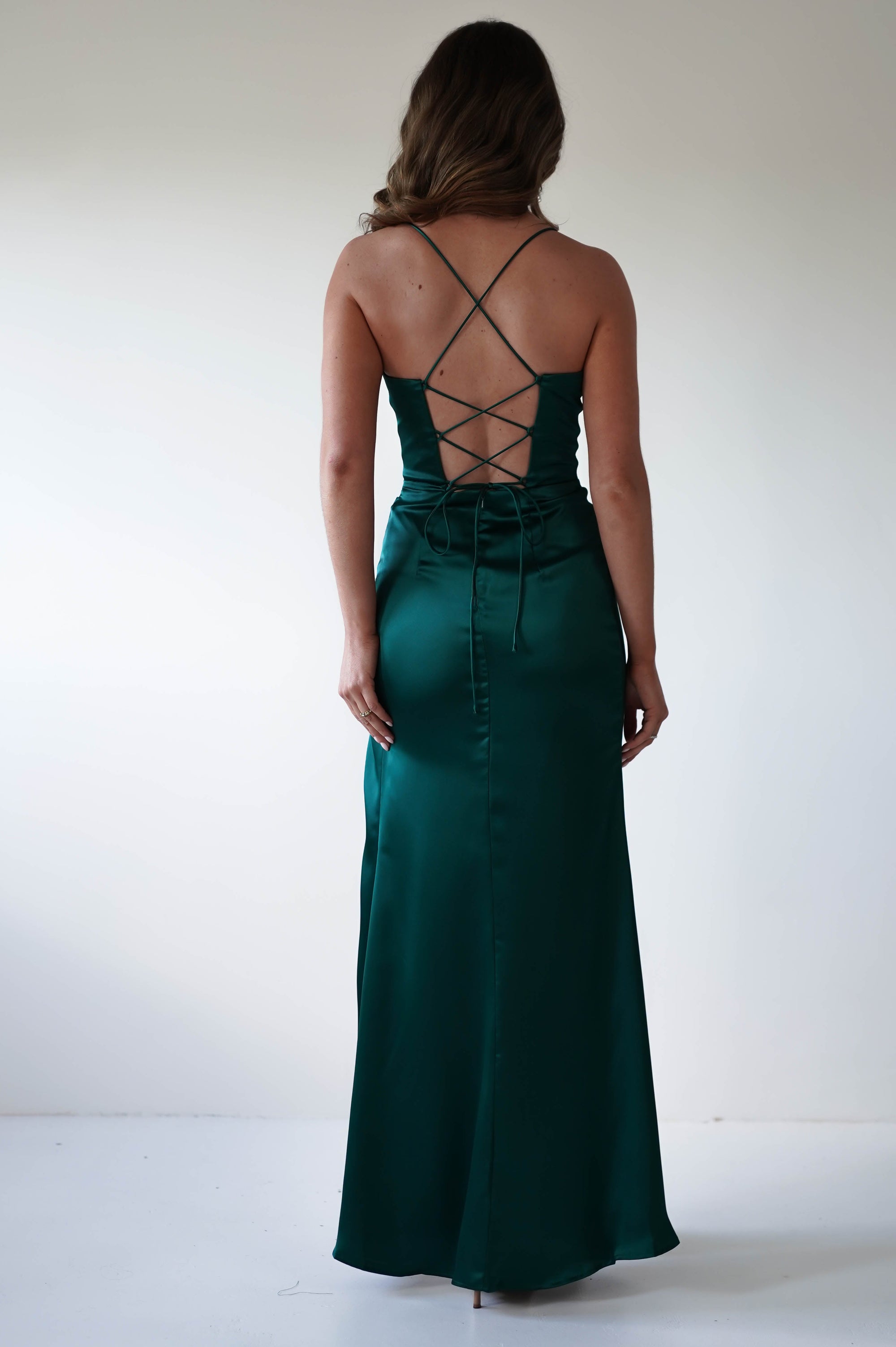 Julianne Corset Satin Gown | Emerald Green | Oh Hello Clothing | XS (6)