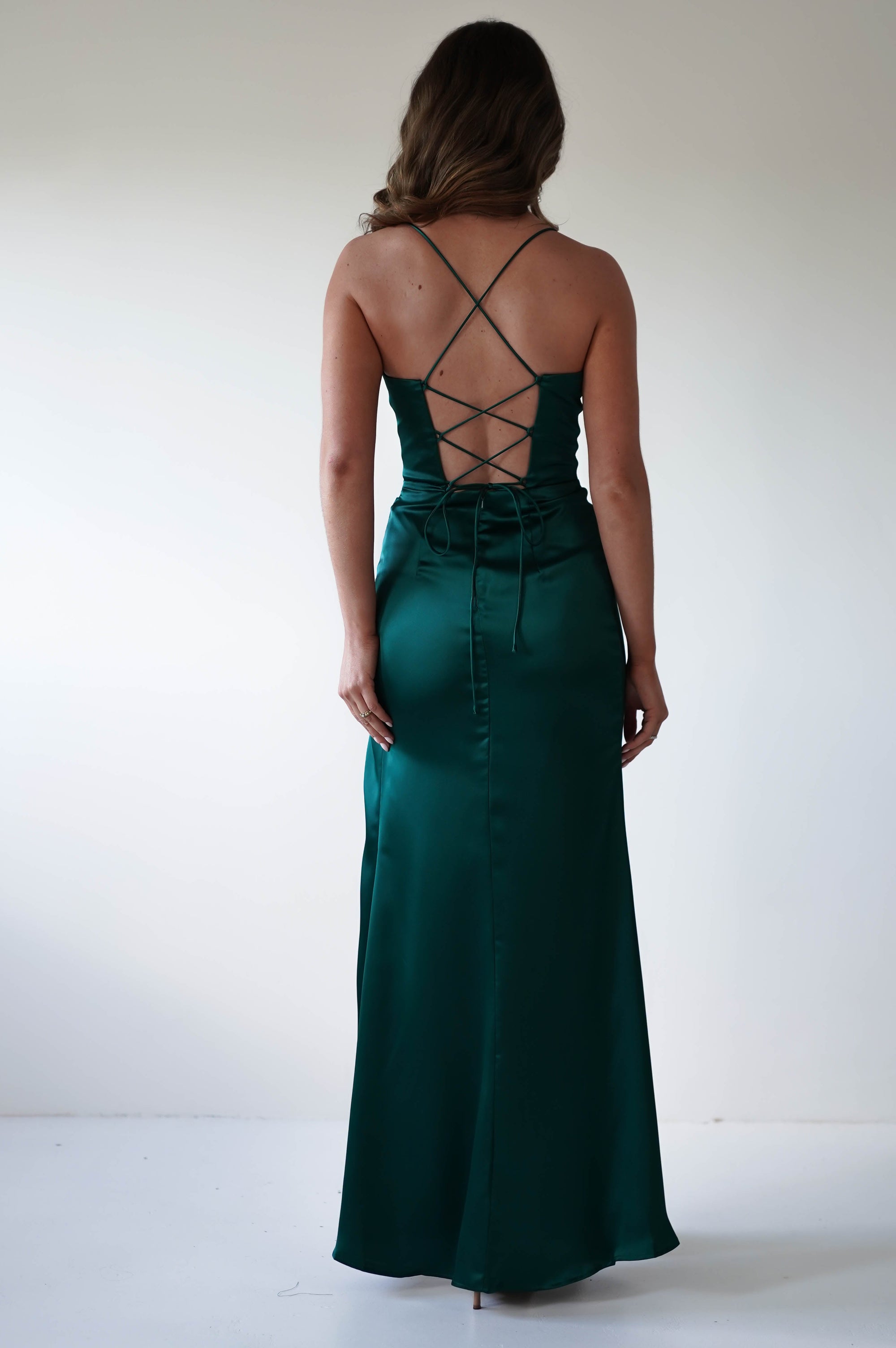 Julianne Corset Satin Gown | Emerald Green | Oh Hello Clothing | XS (6)