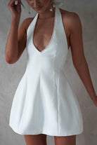 Peyton Pearl Detail Mini Dress | White | Oh Hello Clothing | XS (6)