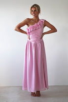 Jamie Ruffle One Shoulder Midaxi | Pink - Oh Hello Clothing