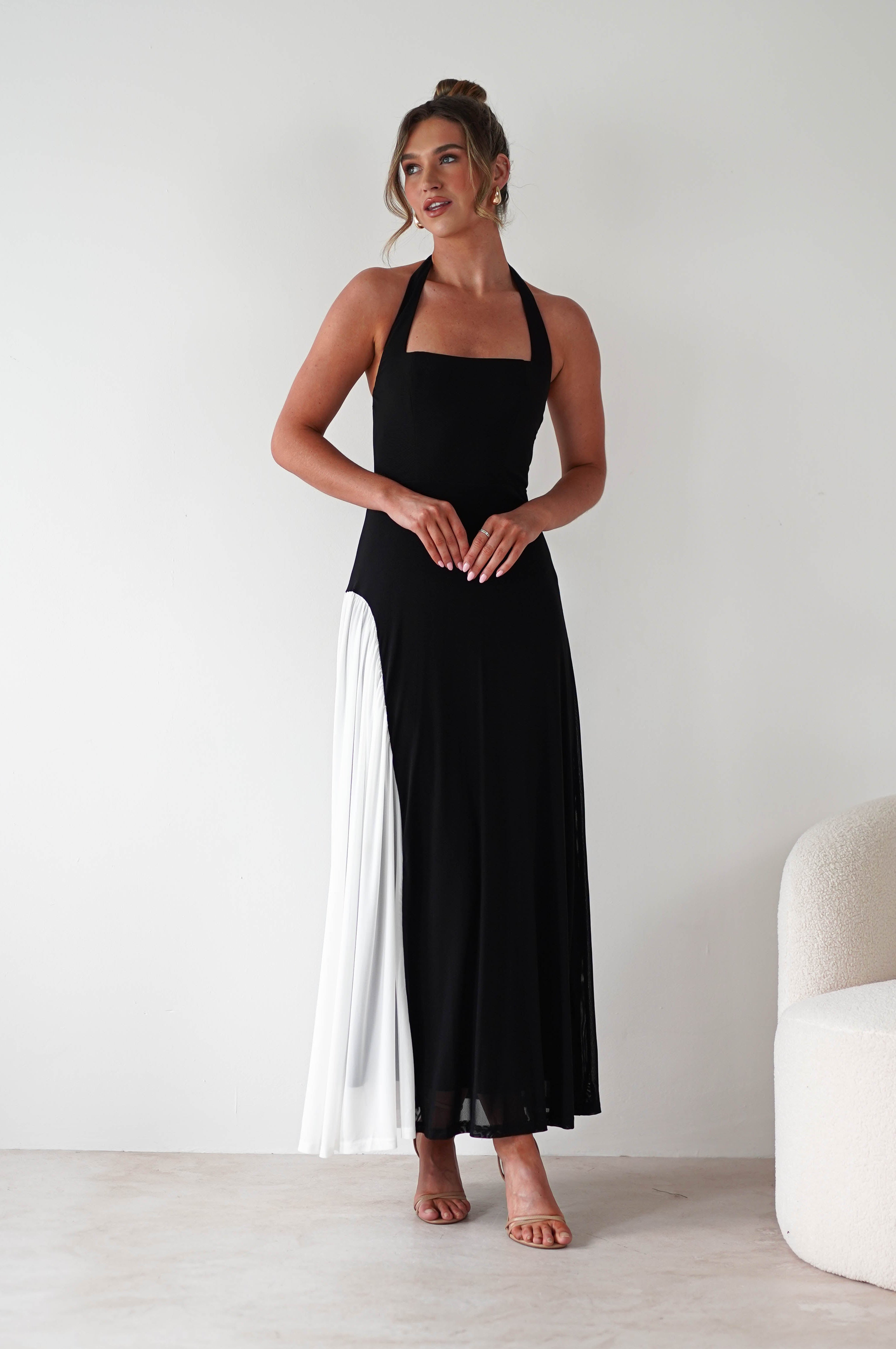 Unika Halterneck Maxi Dress | Black/White | Oh Hello Clothing | XS (6)