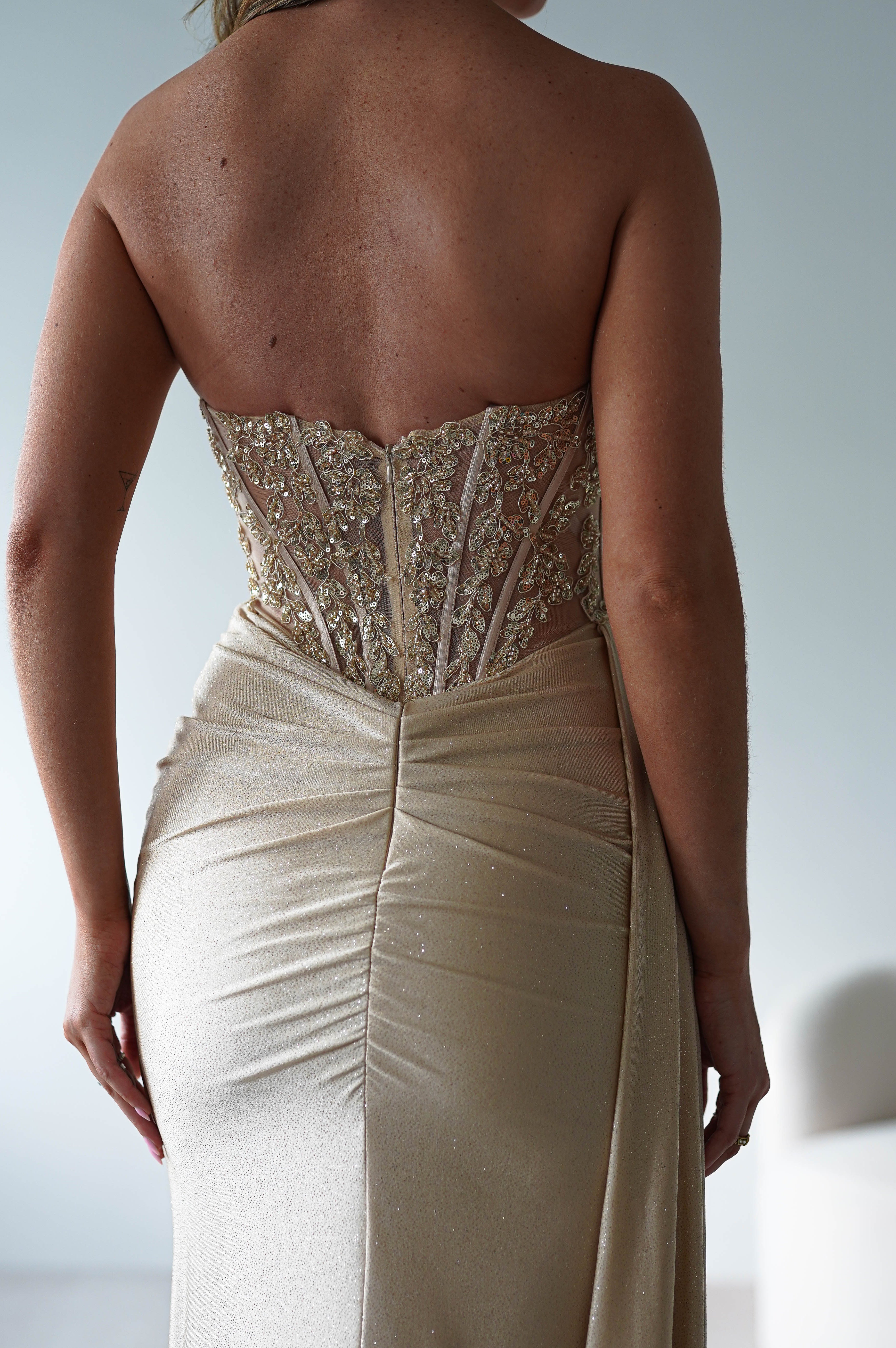 Lavelle Glitter Bodycon Gown | Gold | Oh Hello Clothing | XS (6)