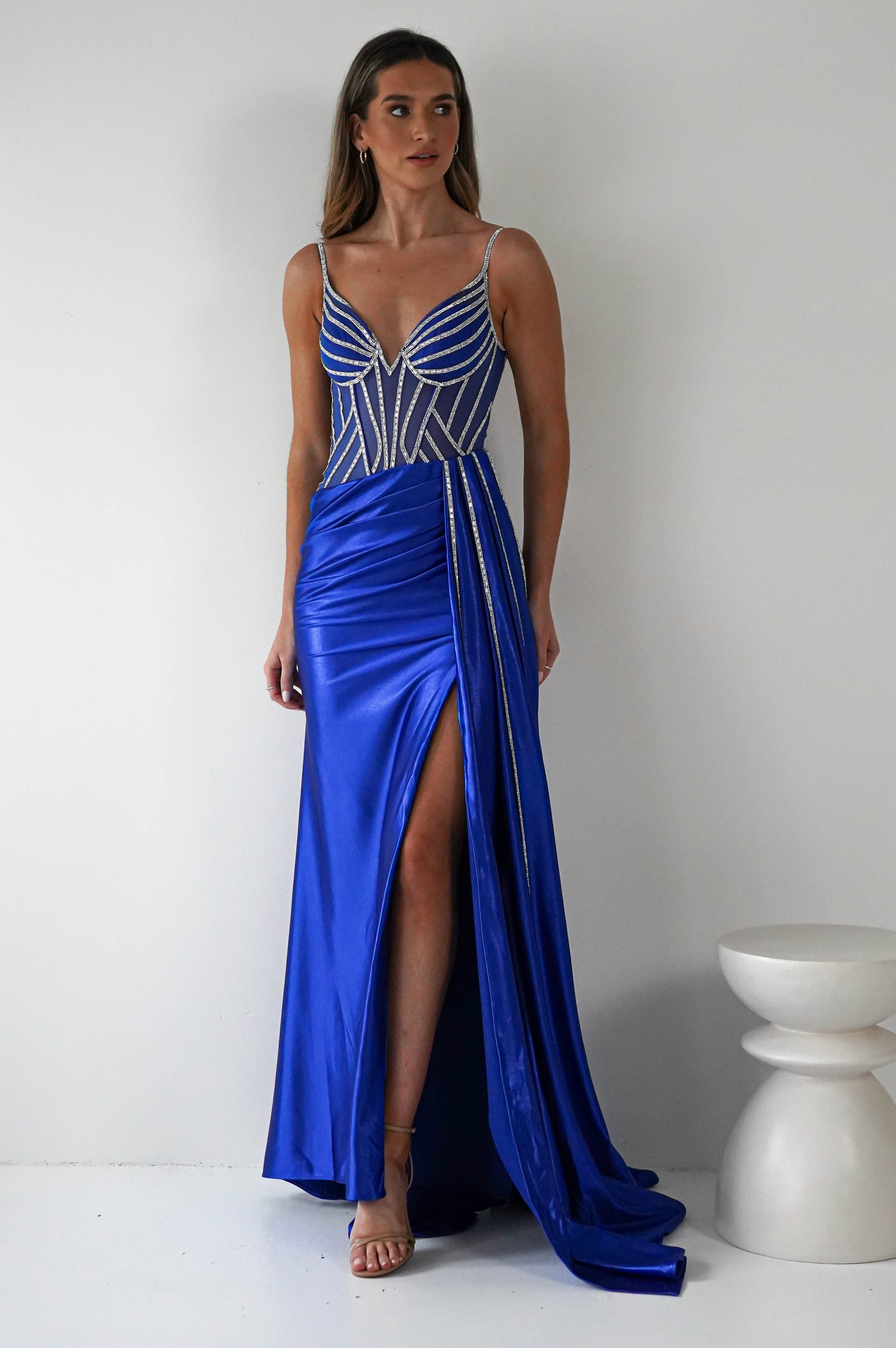 Leonardo Diamante Bodycon Gown | Royal Blue | Oh Hello Clothing | S (8)