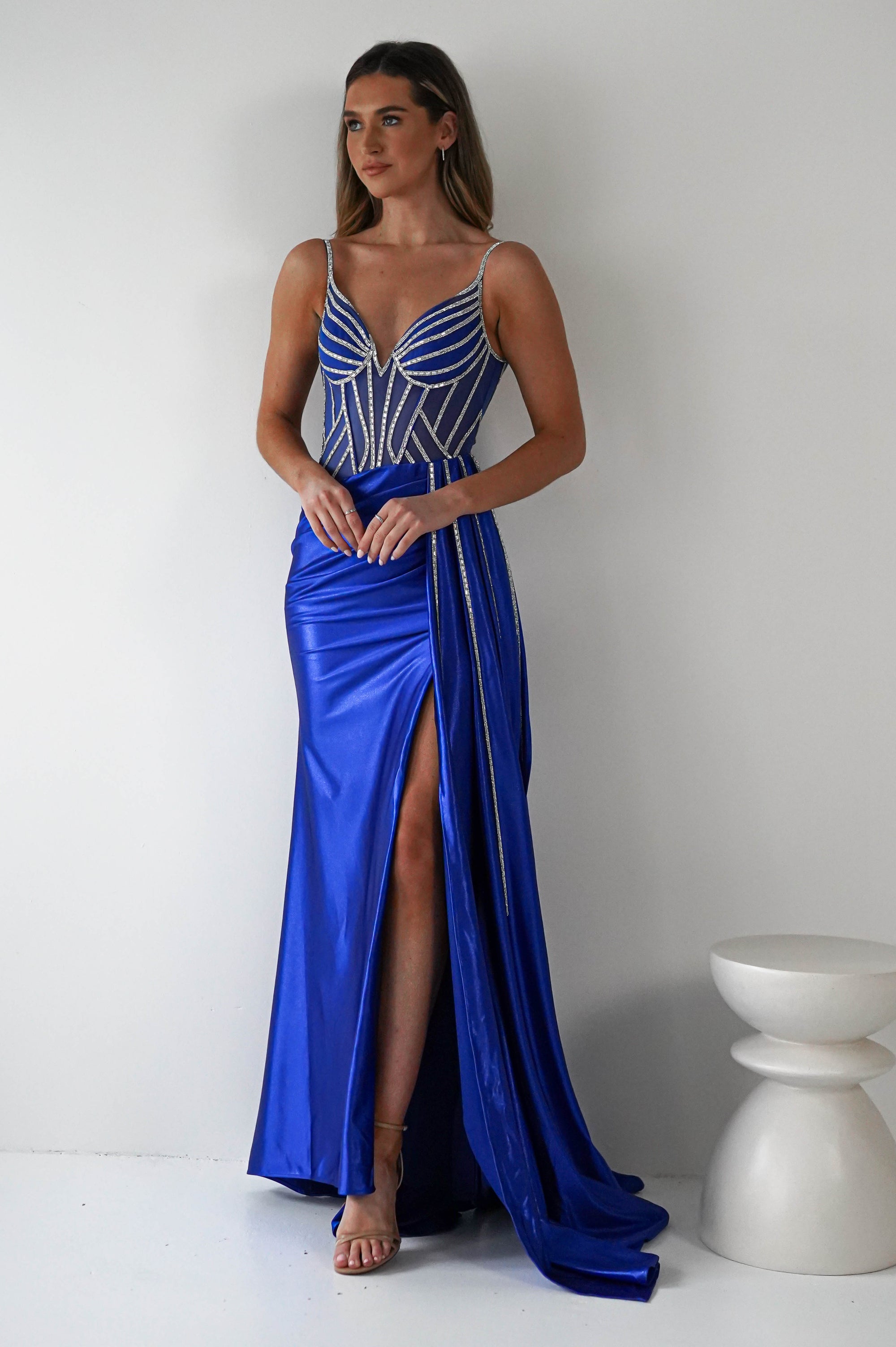 Leonardo Diamante Bodycon Gown | Royal Blue | Oh Hello Clothing | S (8)