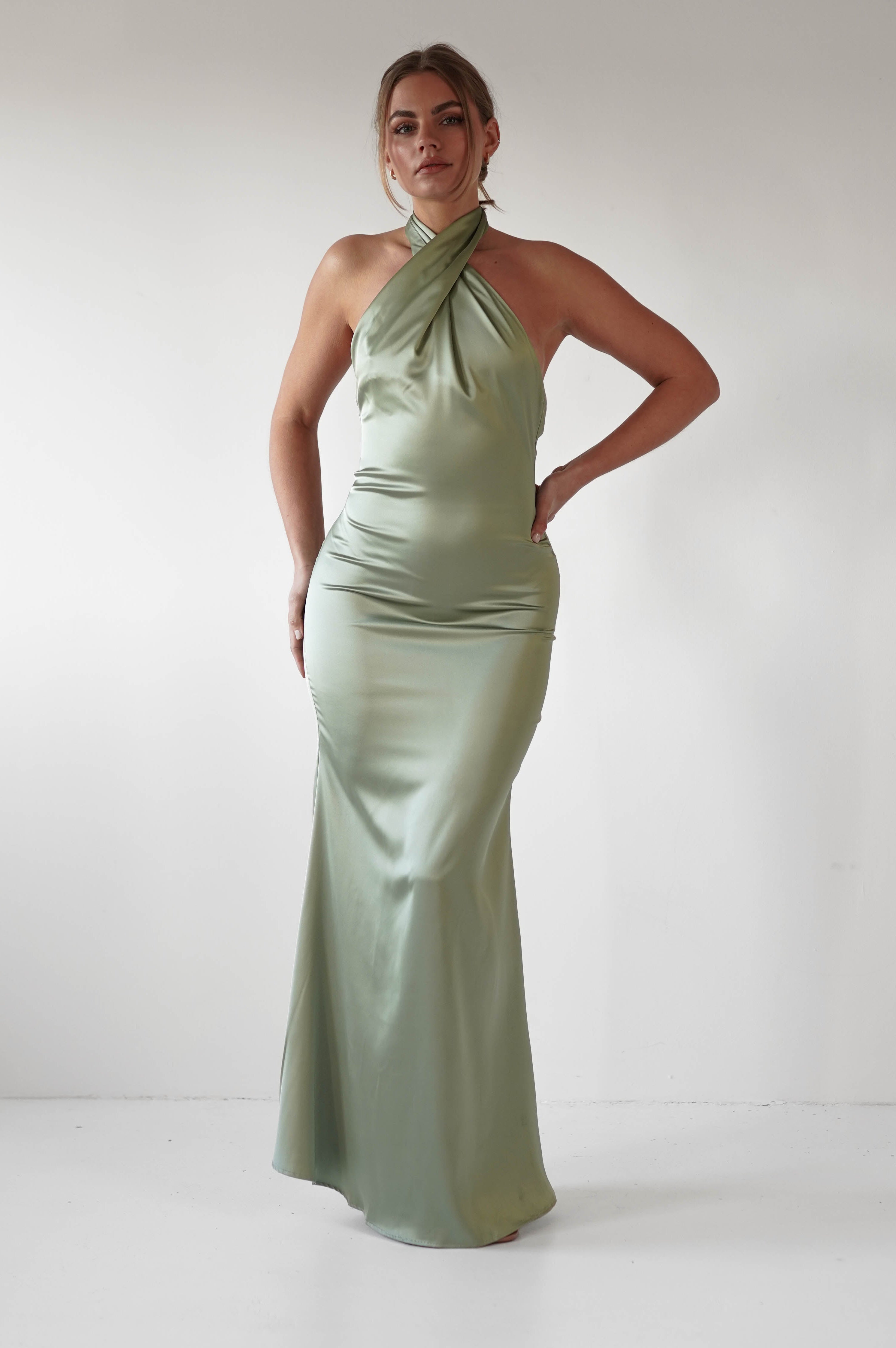 Kartia Halterneck Maxi Gown | Sage | Oh Hello Clothing | XS (6)