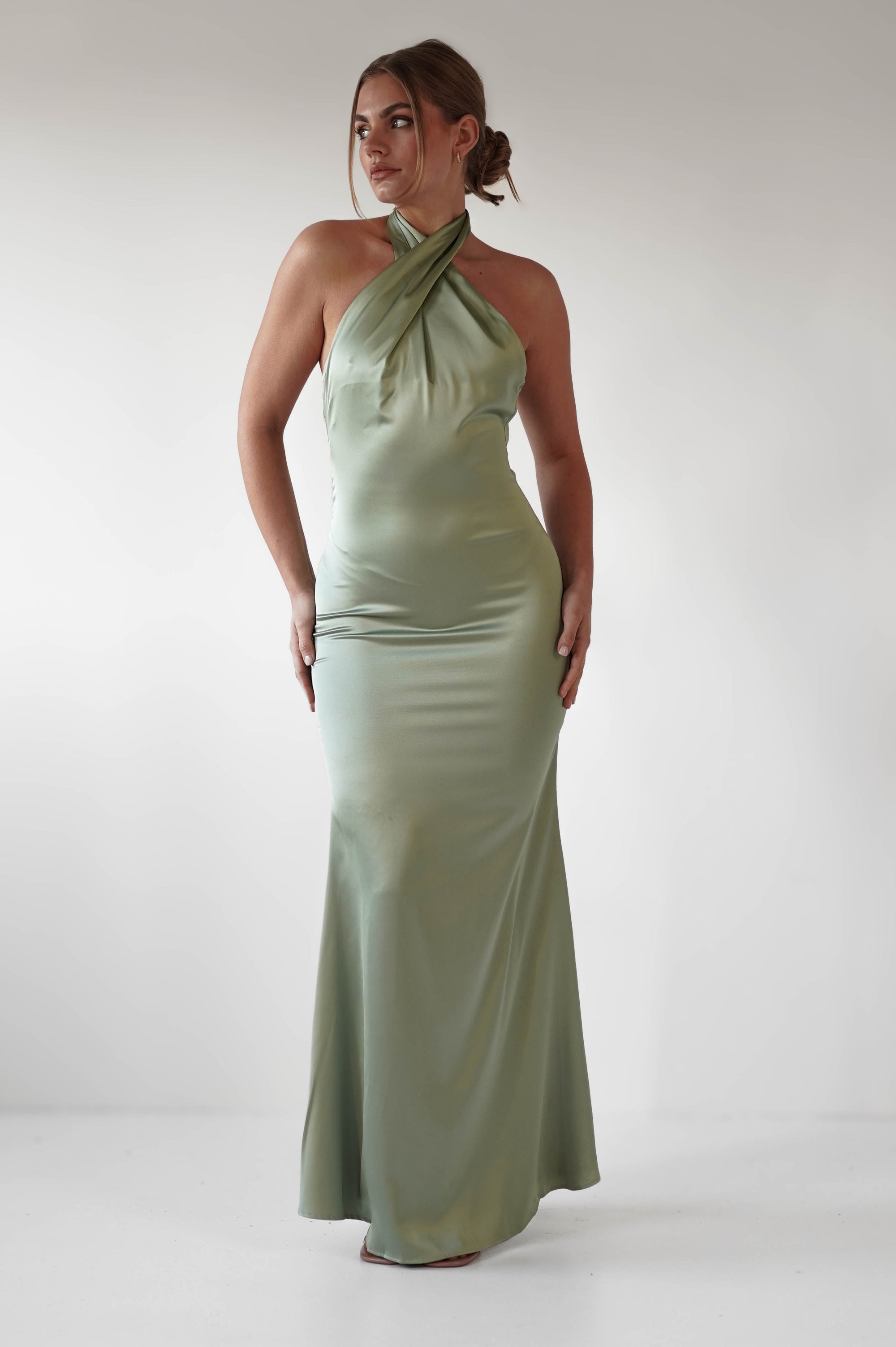 Kartia Halterneck Maxi Gown | Sage | Oh Hello Clothing | XS (6)