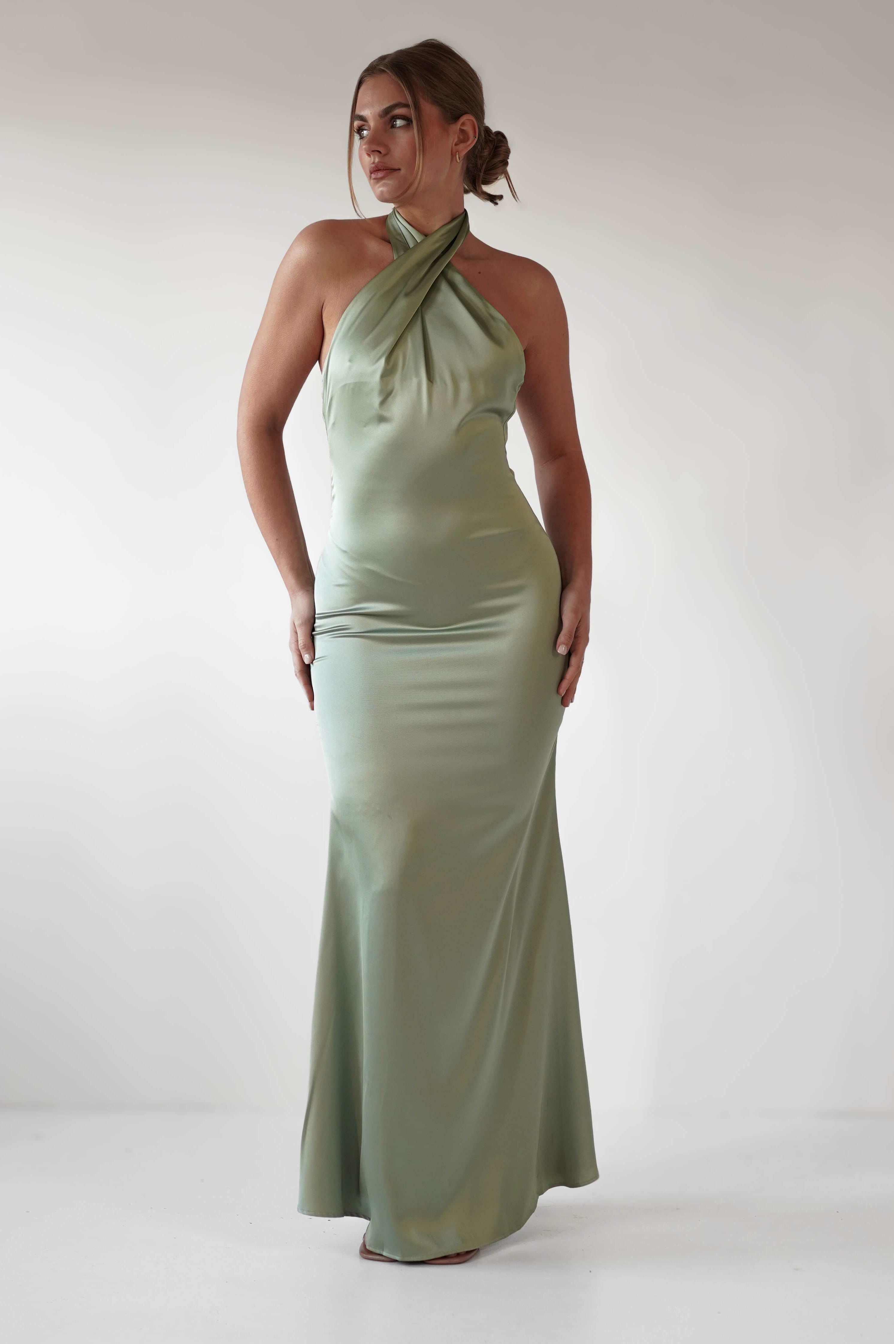 Kartia Halterneck Maxi Gown | Sage | Oh Hello Clothing | XS (6)