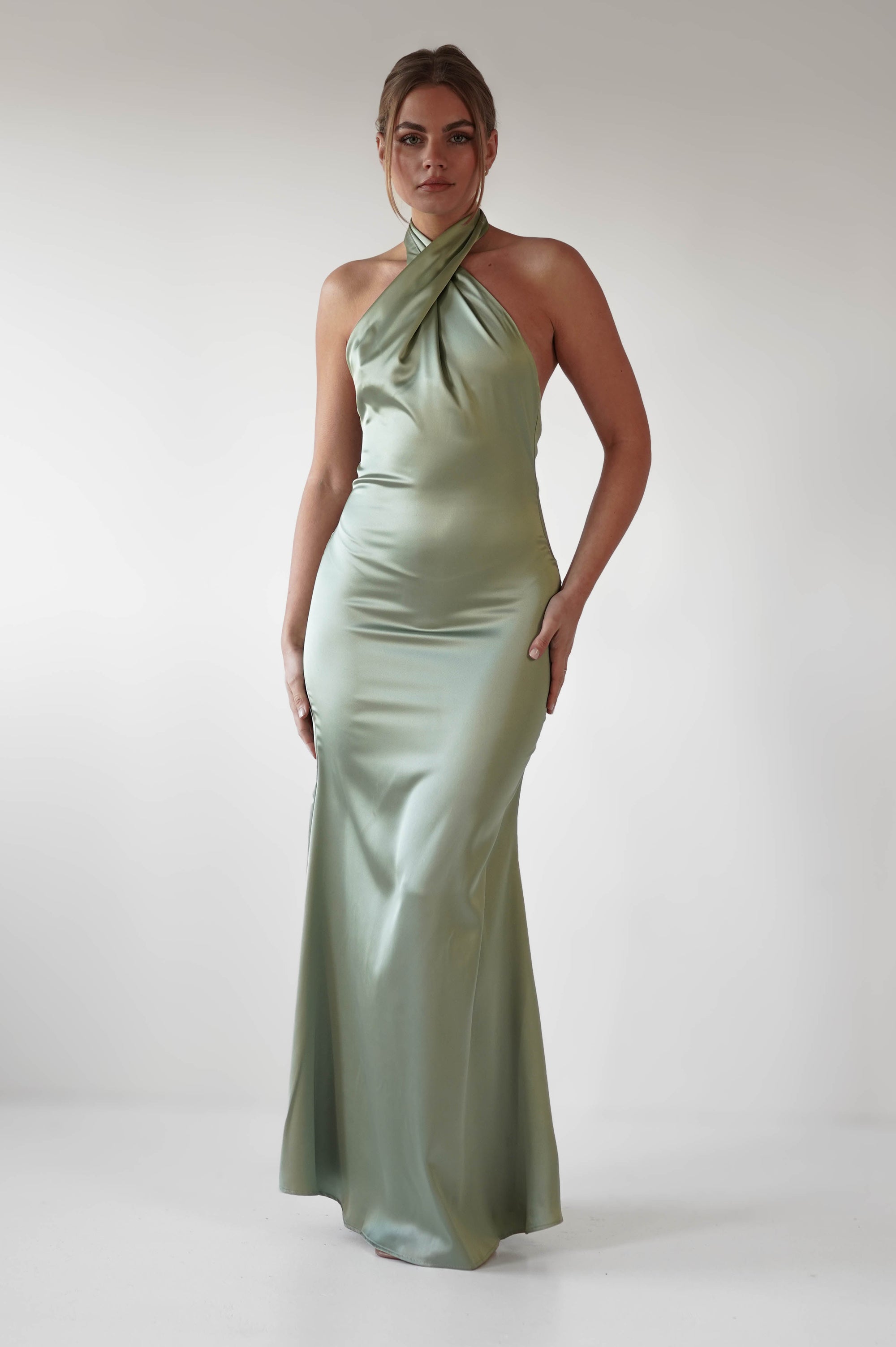 Kartia Halterneck Maxi Gown | Sage | Oh Hello Clothing | XS (6)