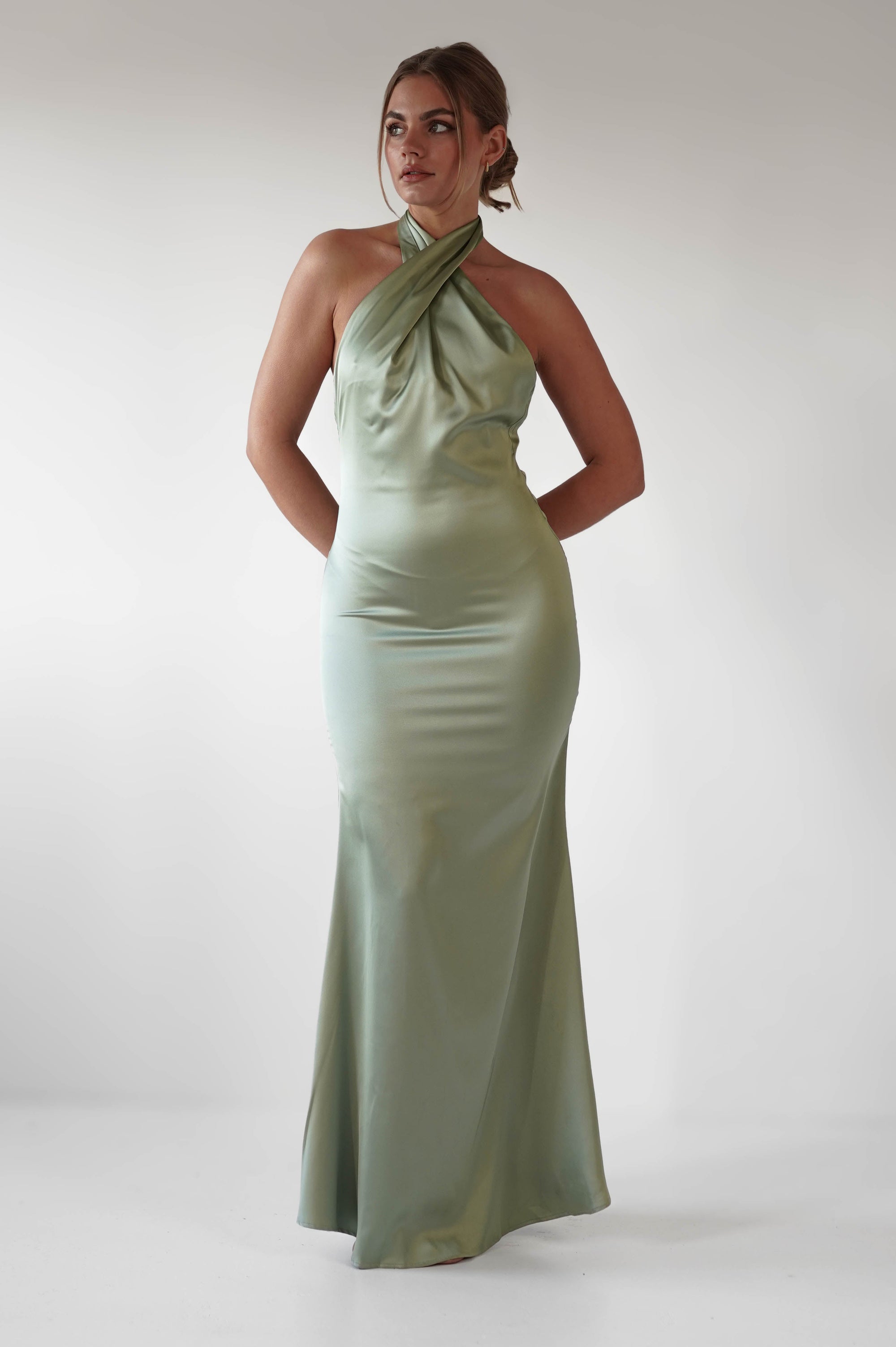 Kartia Halterneck Maxi Gown | Sage | Oh Hello Clothing | XS (6)