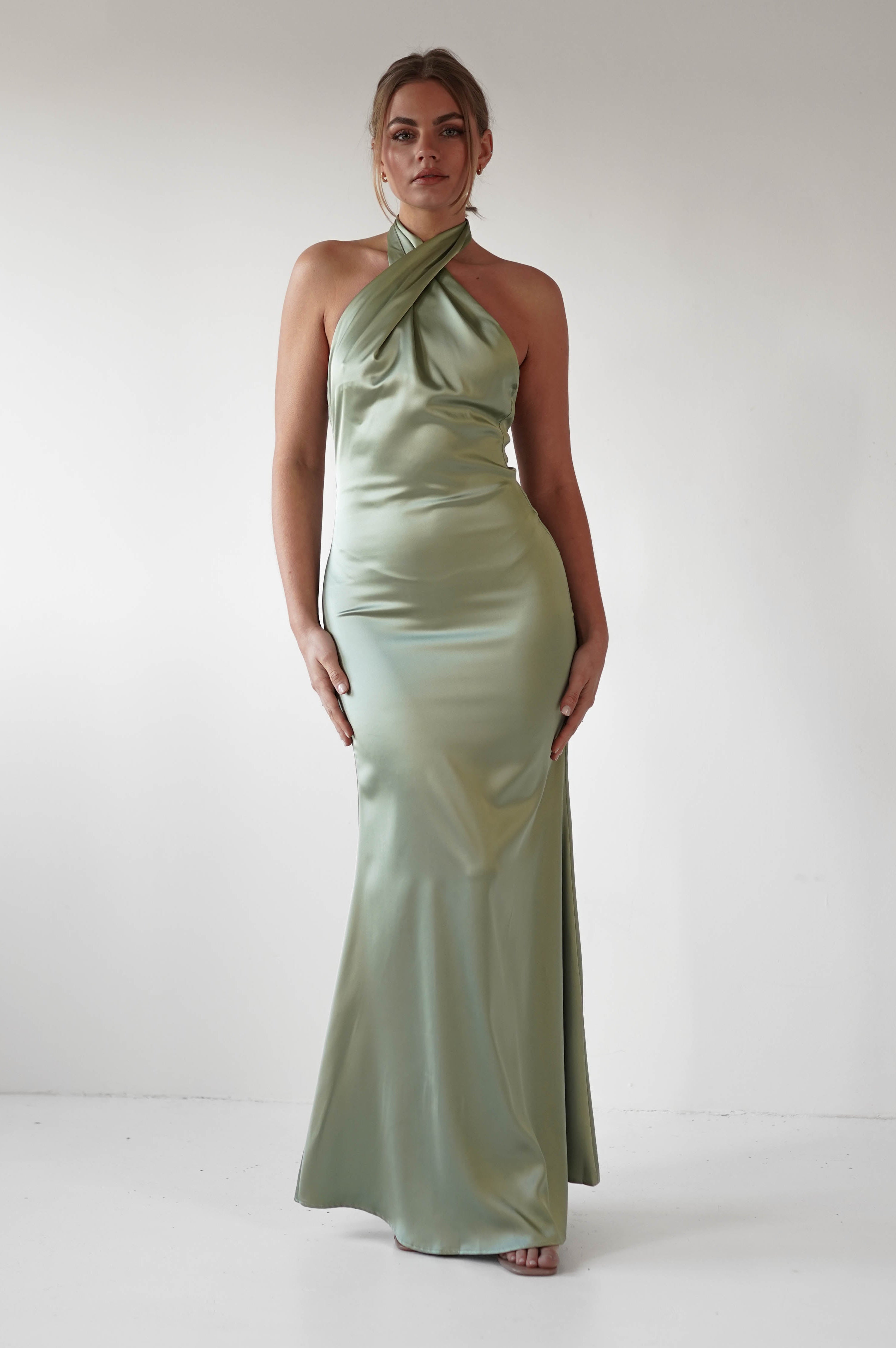 Kartia Halterneck Maxi Gown | Sage | Oh Hello Clothing | XS (6)
