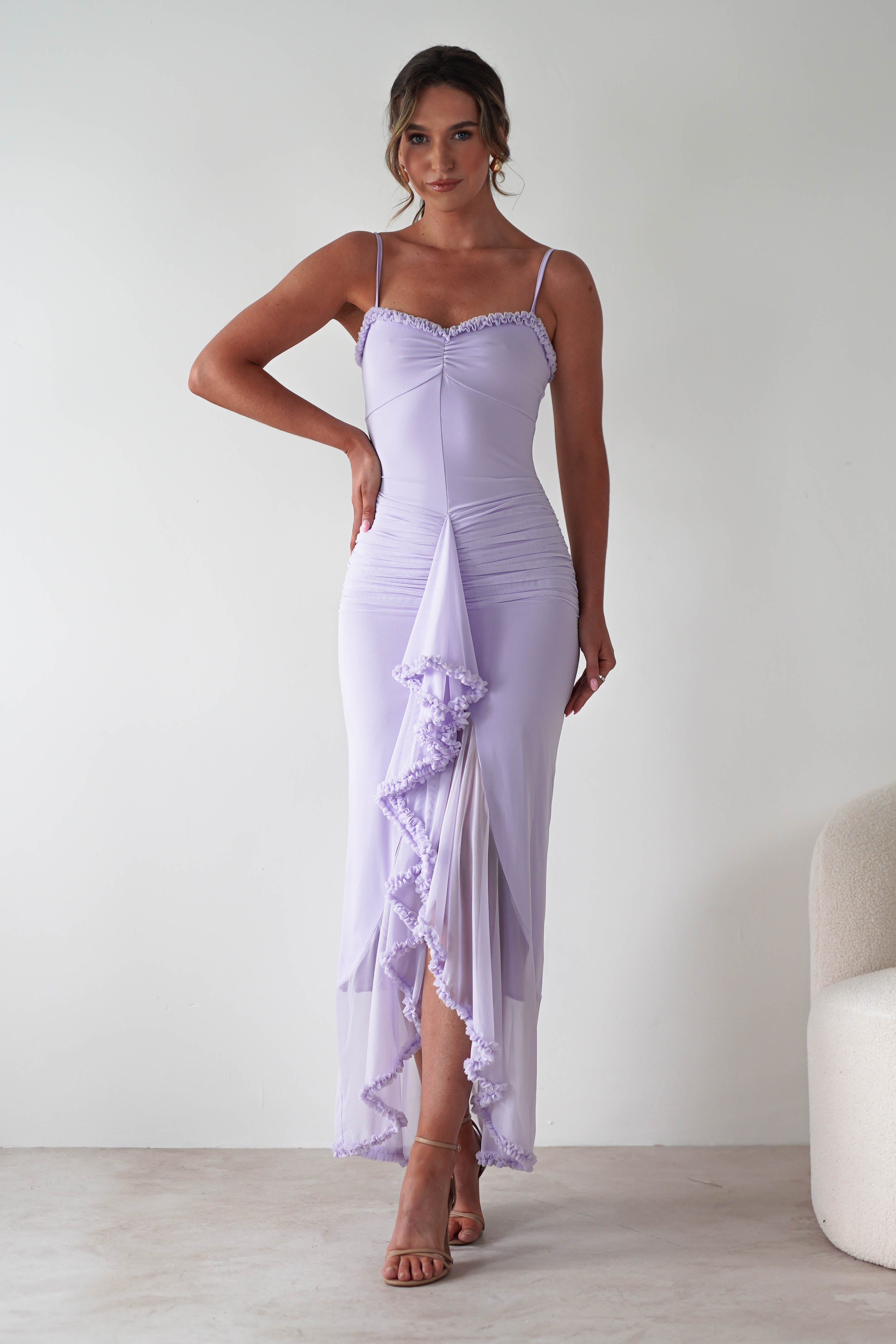 Manuella Mesh Bodycon Midaxi Dress | Lilac - Oh Hello Clothing
