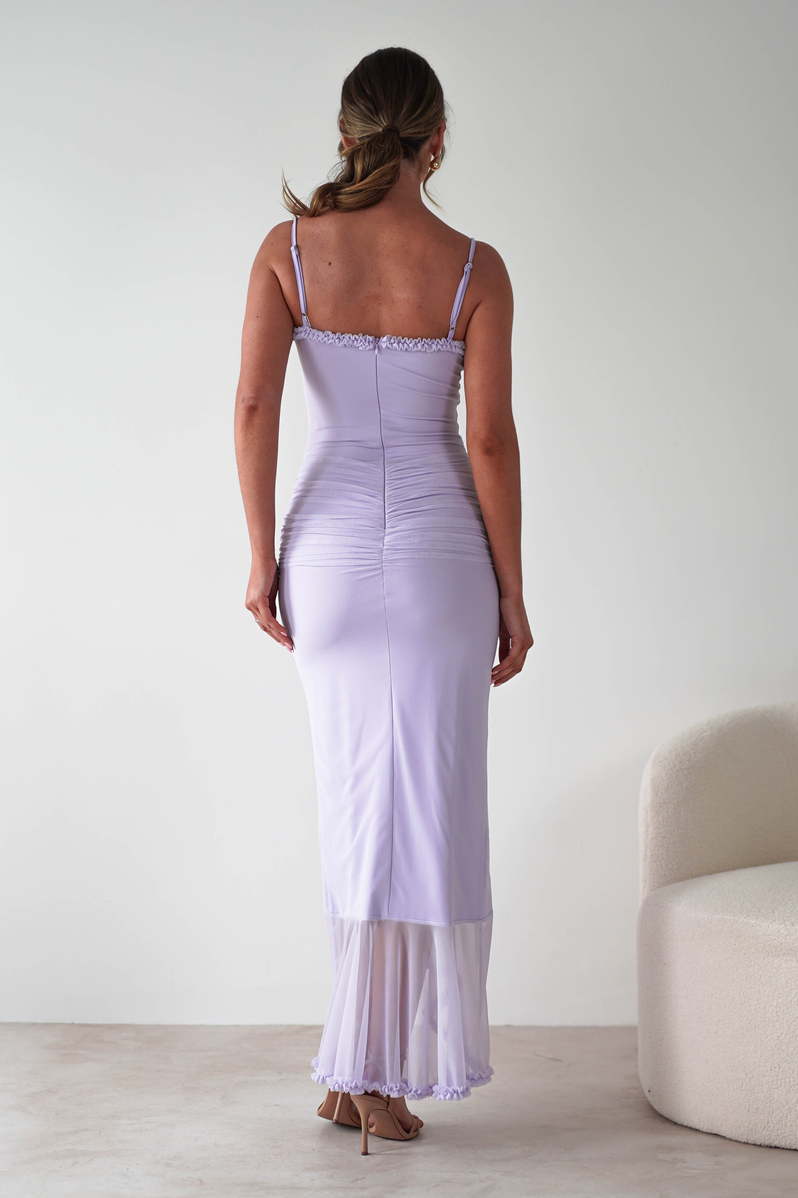 Manuella Mesh Bodycon Midaxi Dress | Lilac - Oh Hello Clothing