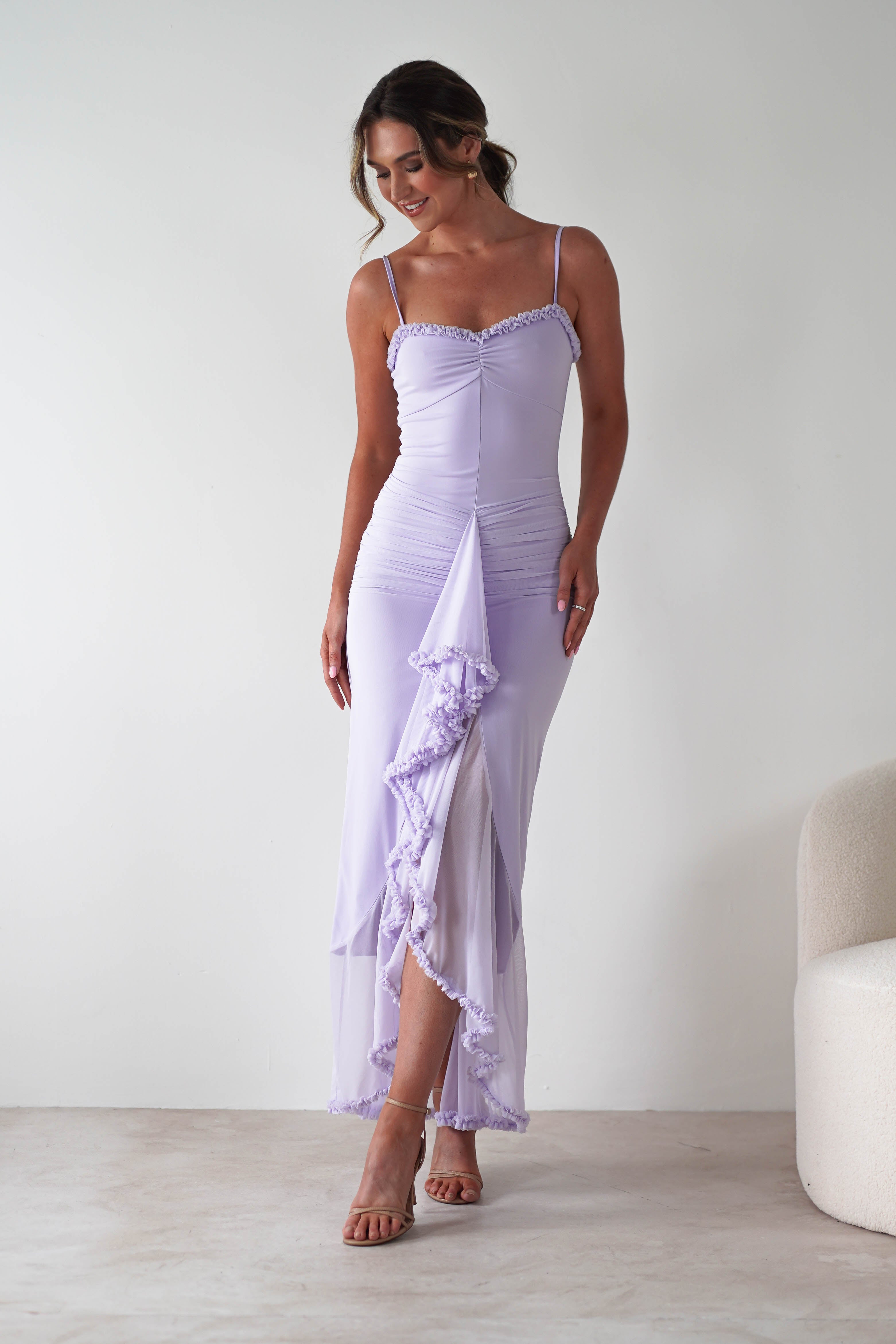 Manuella Mesh Bodycon Midaxi Dress | Lilac - Oh Hello Clothing