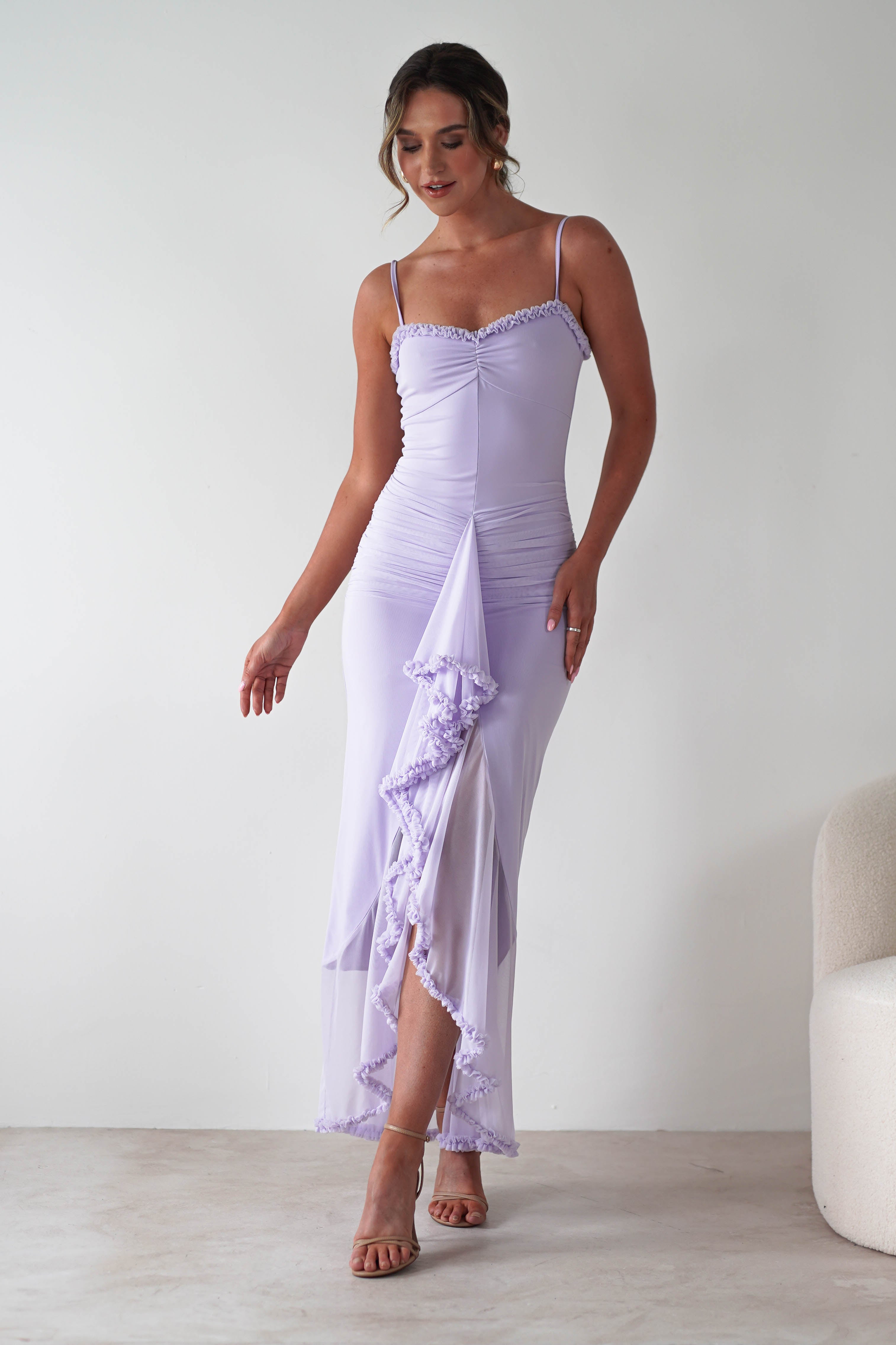 Manuella Mesh Bodycon Midaxi Dress | Lilac - Oh Hello Clothing
