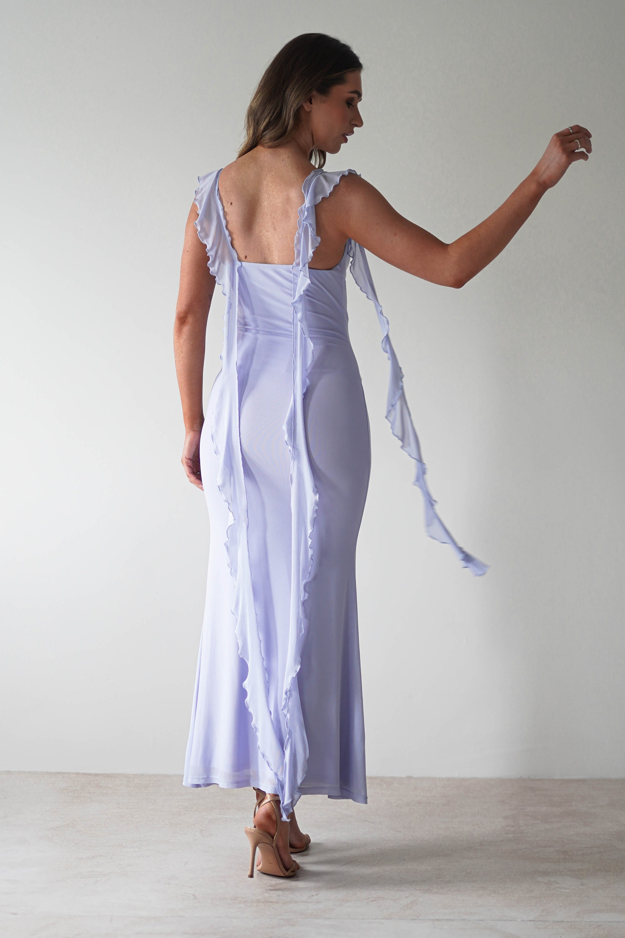 Miranda Ruffle Midaxi Dress | Dusty Blue | Oh Hello Clothing | XS (6)