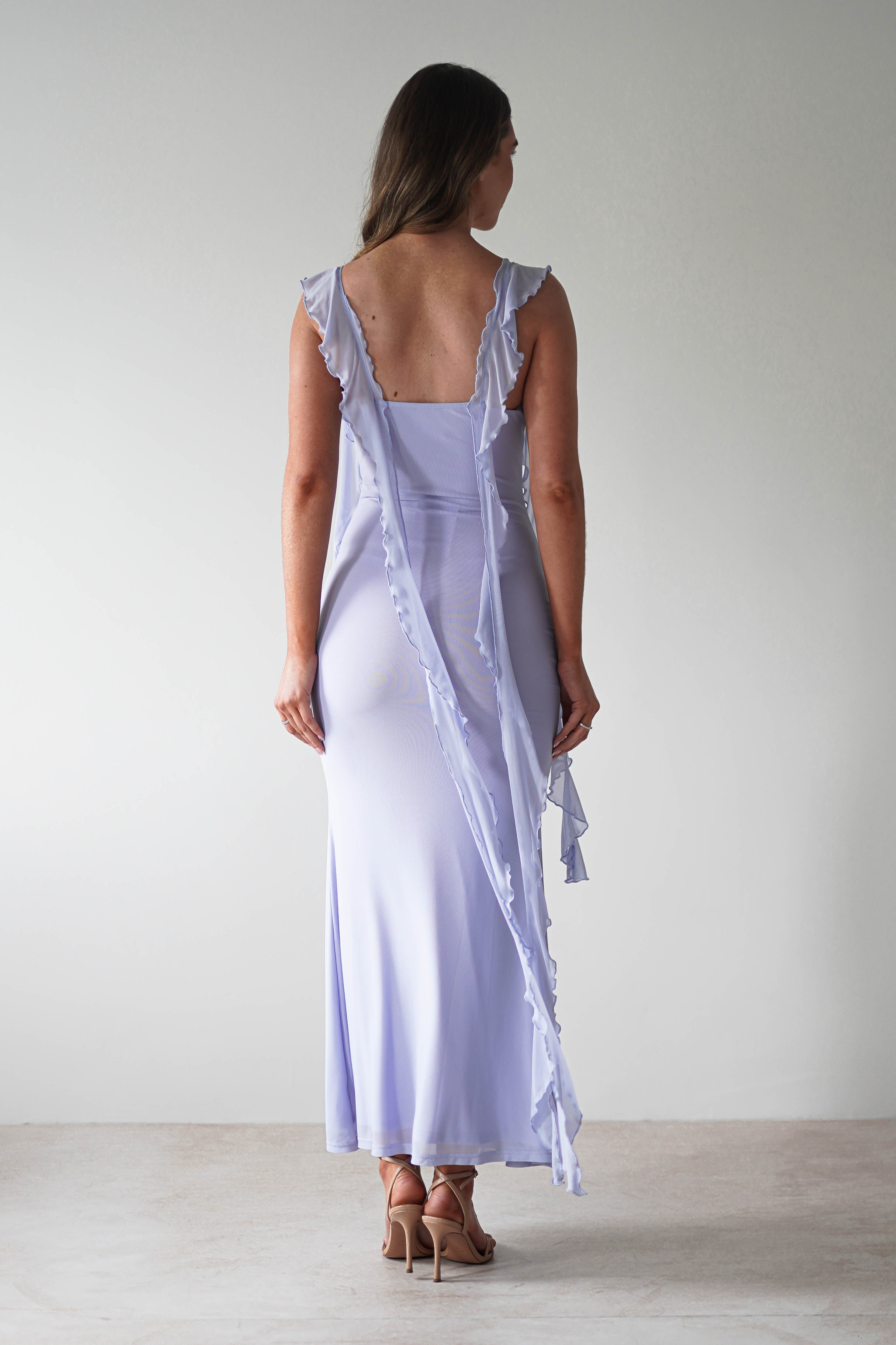 Miranda Ruffle Midaxi Dress | Dusty Blue | Oh Hello Clothing | XS (6)