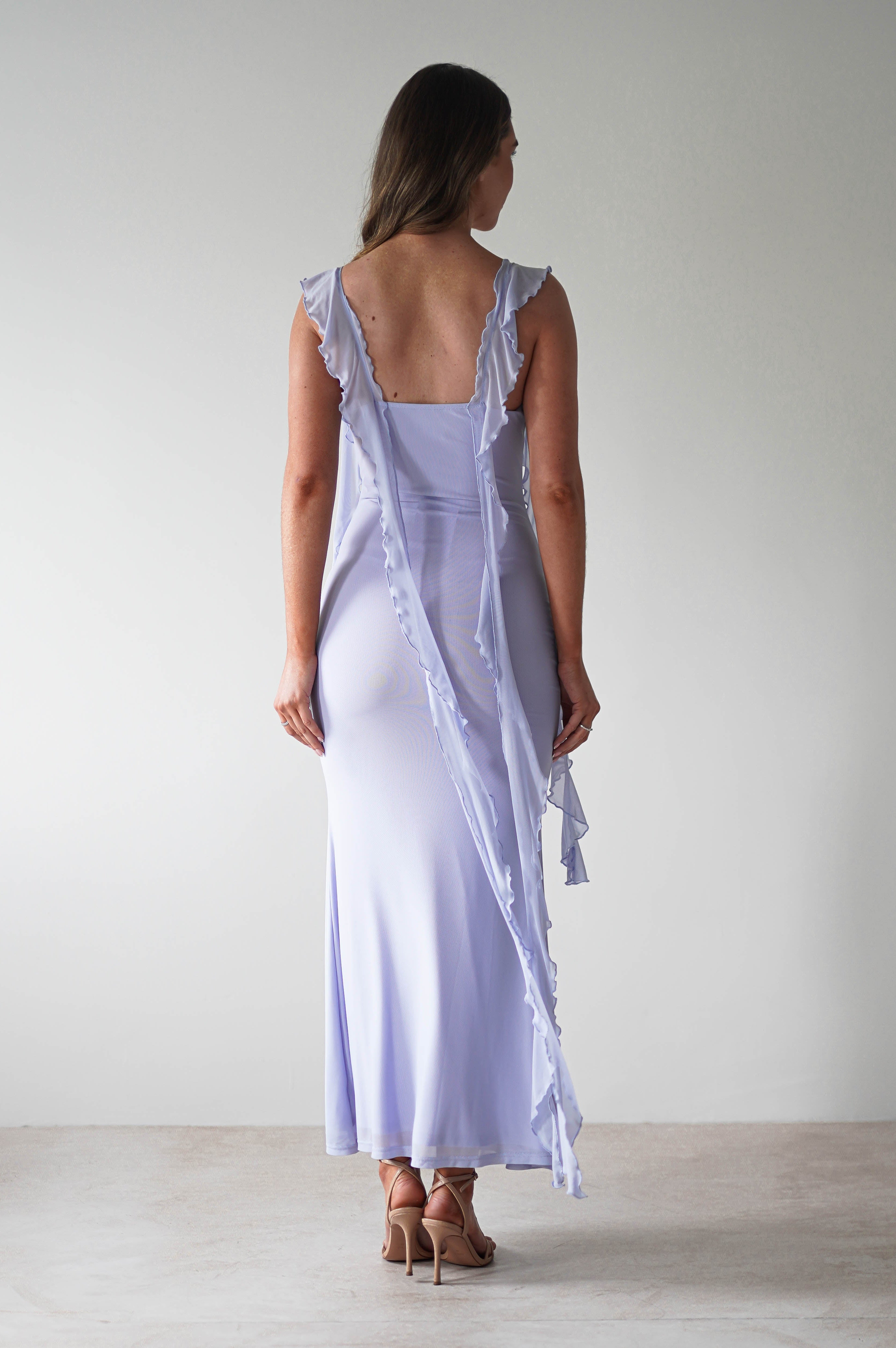 Miranda Ruffle Midaxi Dress | Dusty Blue | Oh Hello Clothing | XS (6)