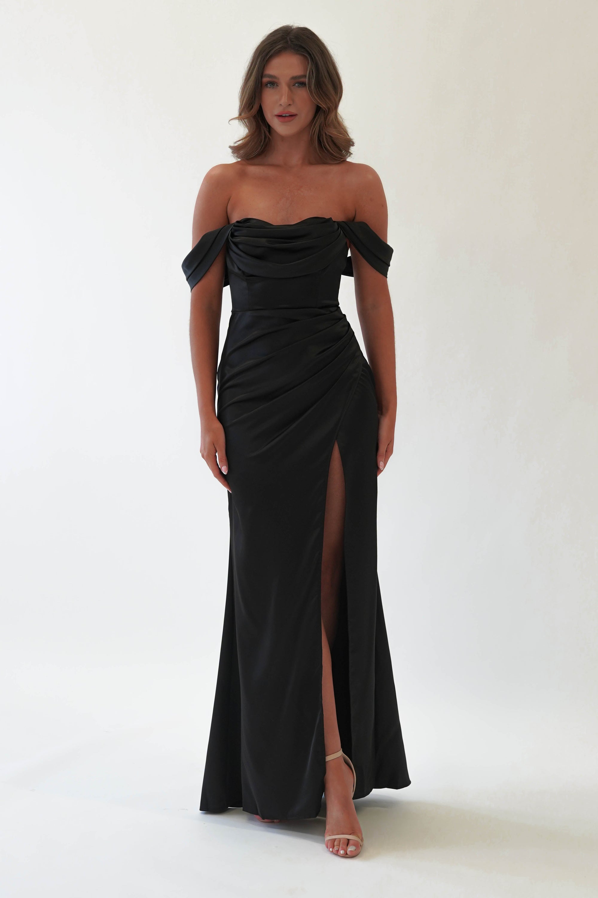Monica Off The Shoulder Gown | Black - Oh Hello Clothing