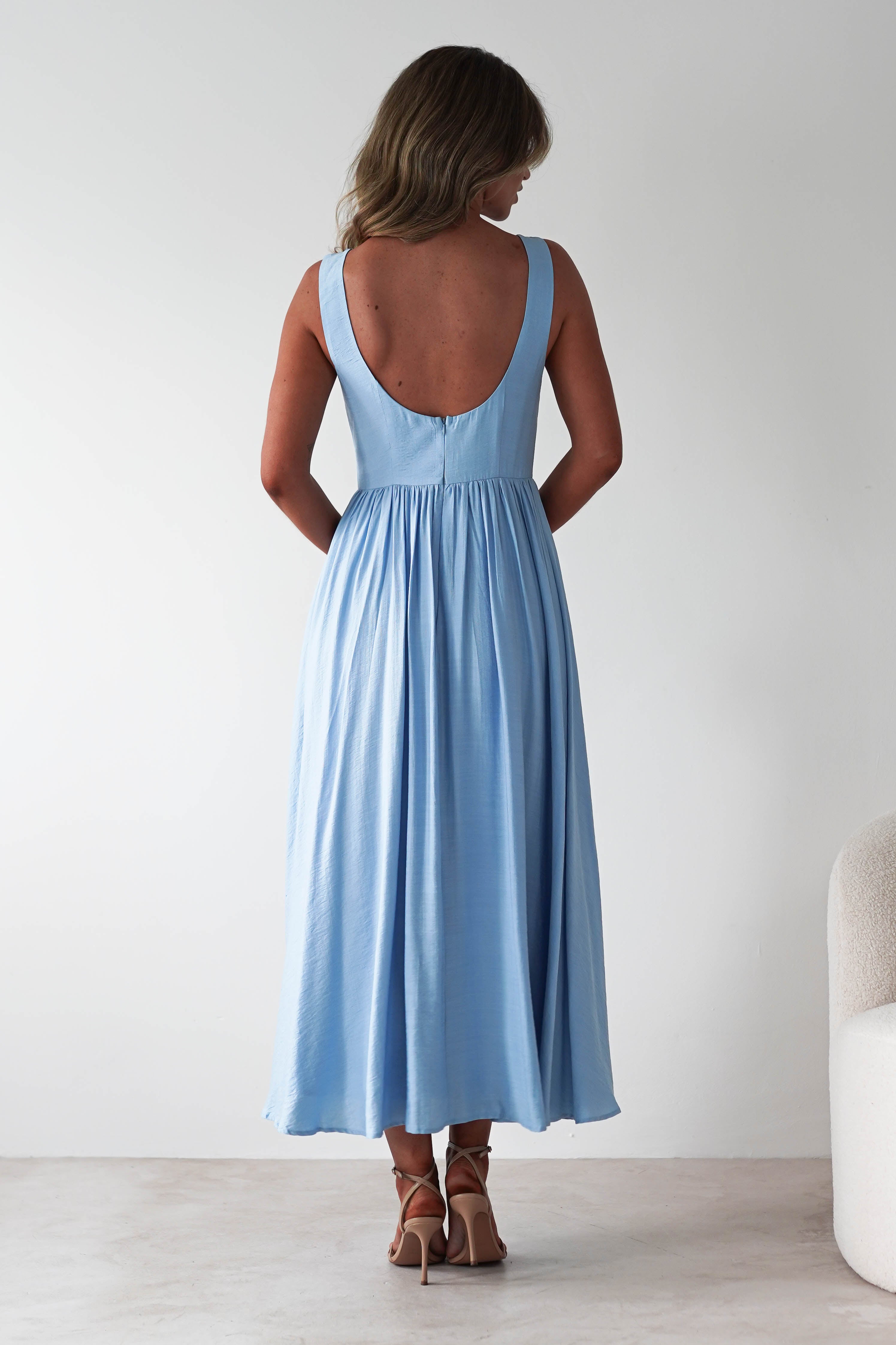 Monroe Skater Midaxi Dress | Blue - Oh Hello Clothing