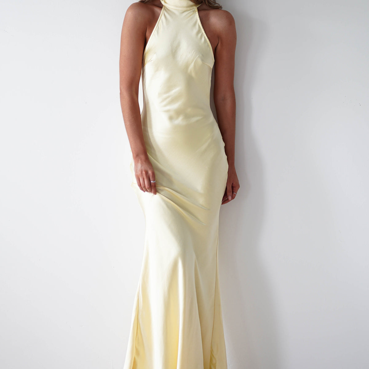 Natalia Soft Satin Maxi Dress | Lemon