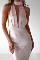 Kaylah Soft Satin Maxi Dress | Pearl Pink - Oh Hello Clothing
