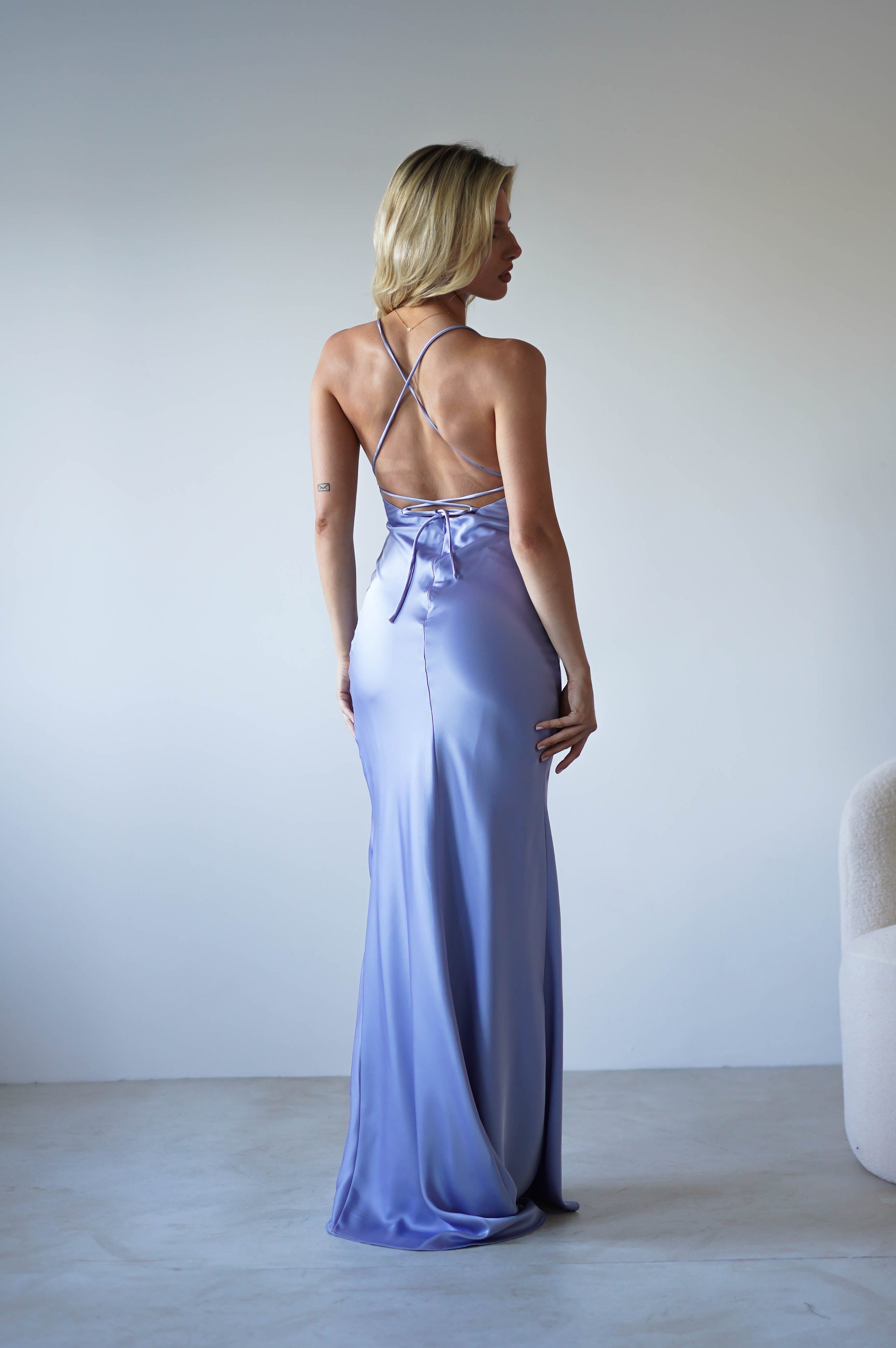 Elsa Matte Satin Maxi Gown | Periwinkle Blue | Oh Hello Clothing | XS (6)