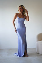 Elsa Matte Satin Maxi Gown | Periwinkle Blue | Oh Hello Clothing | XS (6)