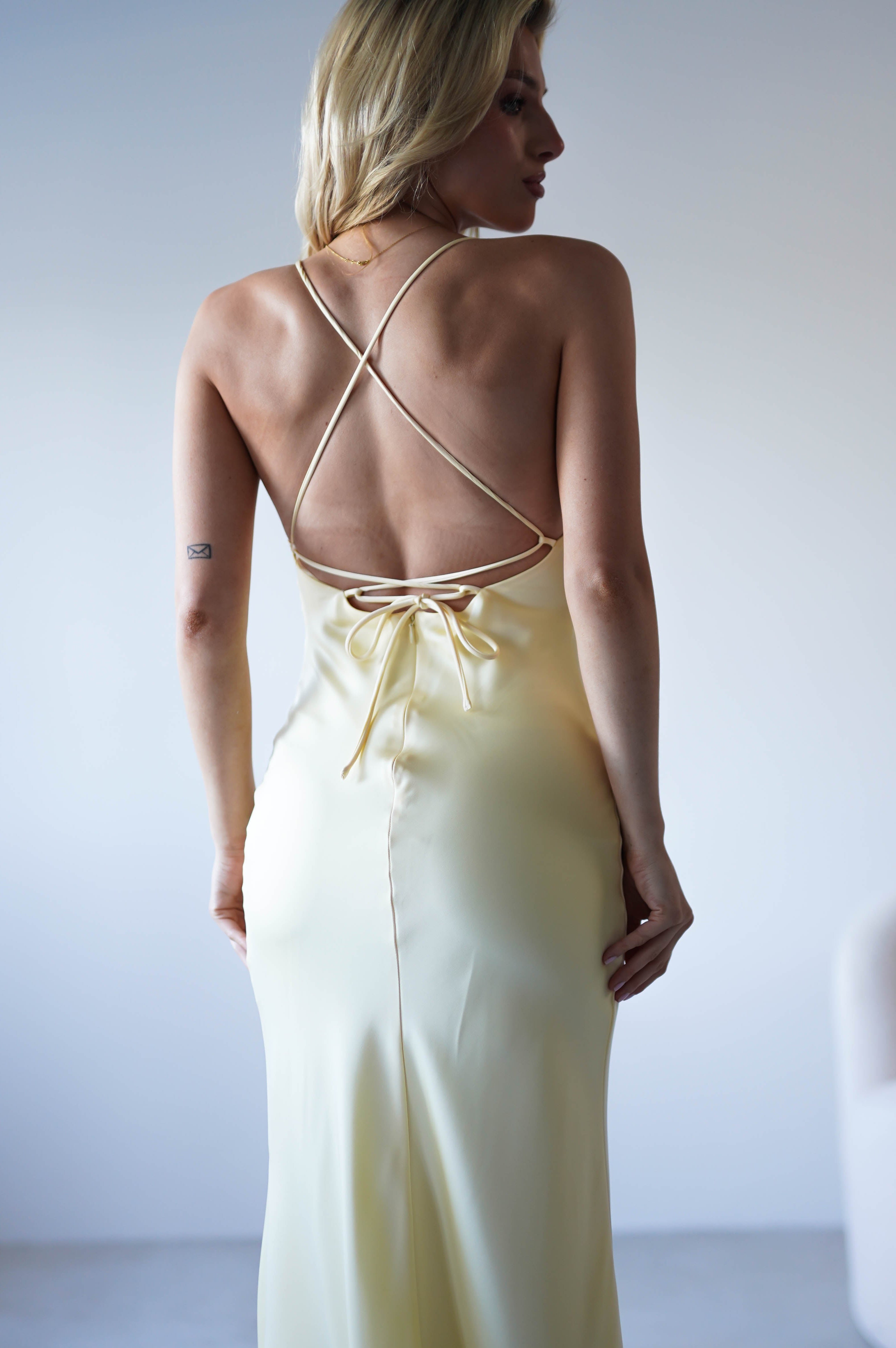 Elsa Matte Satin Maxi Gown | Yellow | Oh Hello Clothing | XS (6)