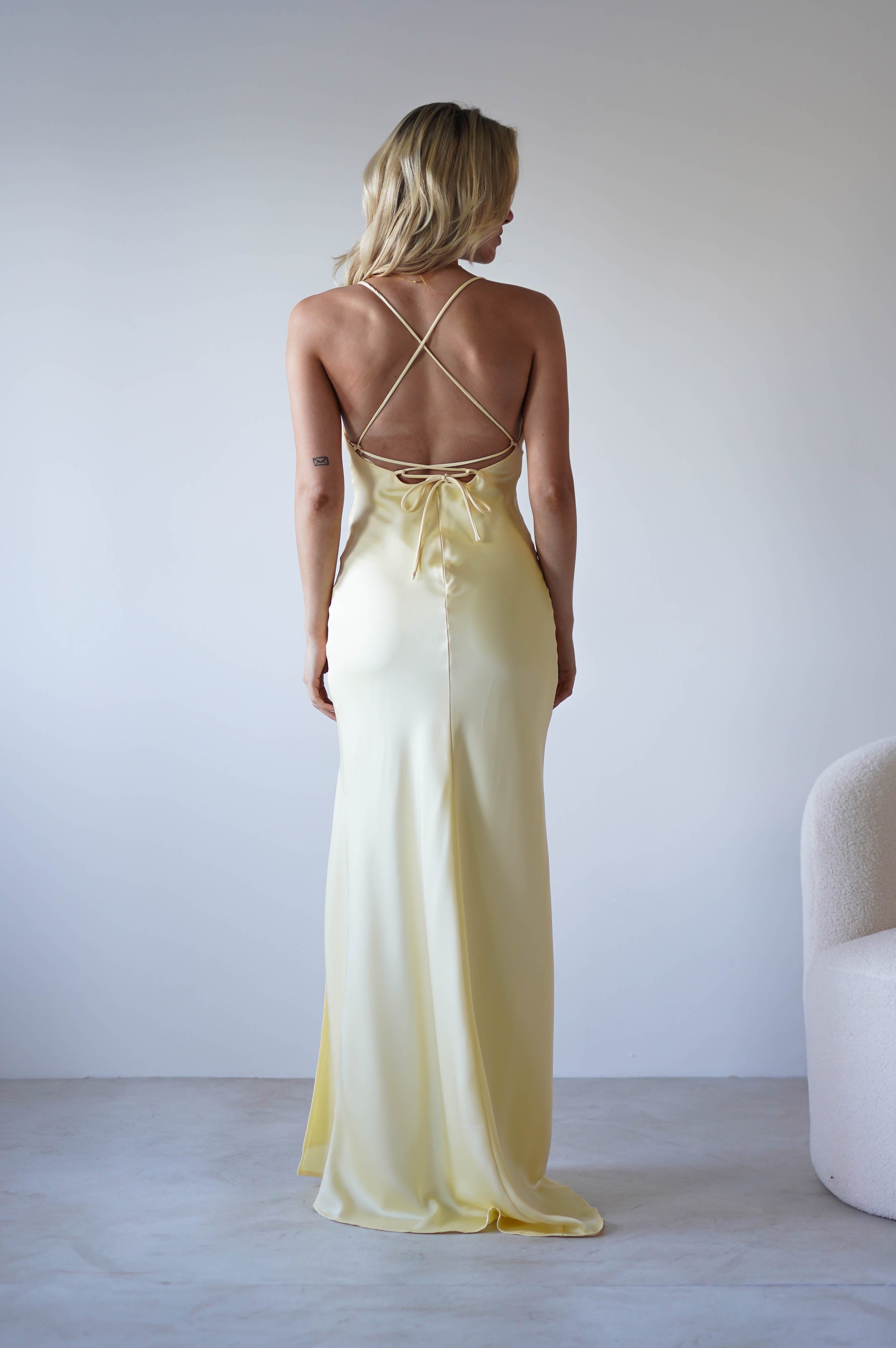 Elsa Matte Satin Maxi Gown | Yellow | Oh Hello Clothing | XS (6)