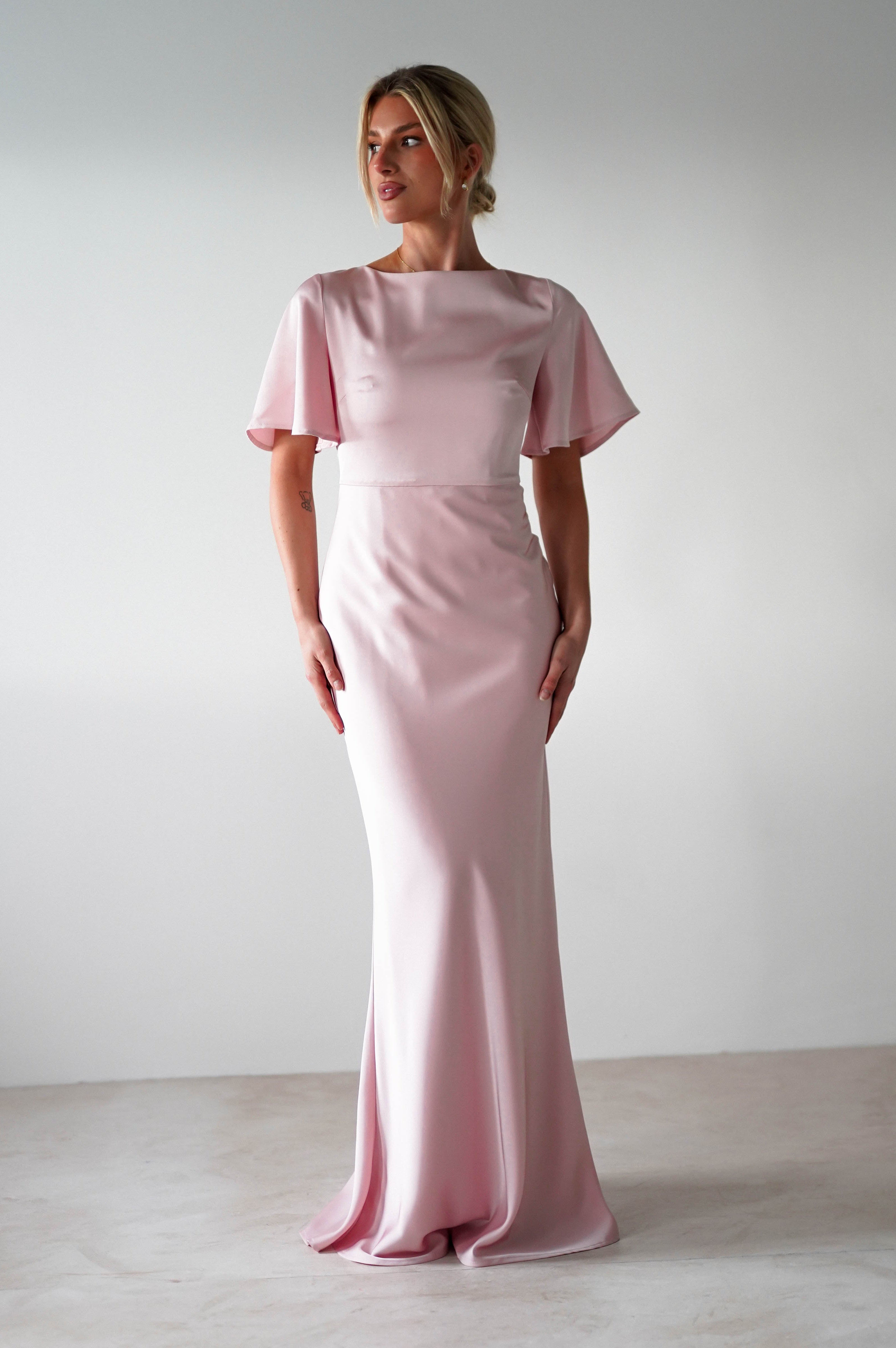 Olivia Soft Matte Satin Maxi Dress | Blush Pink | Oh Hello Clothing | XS (6)