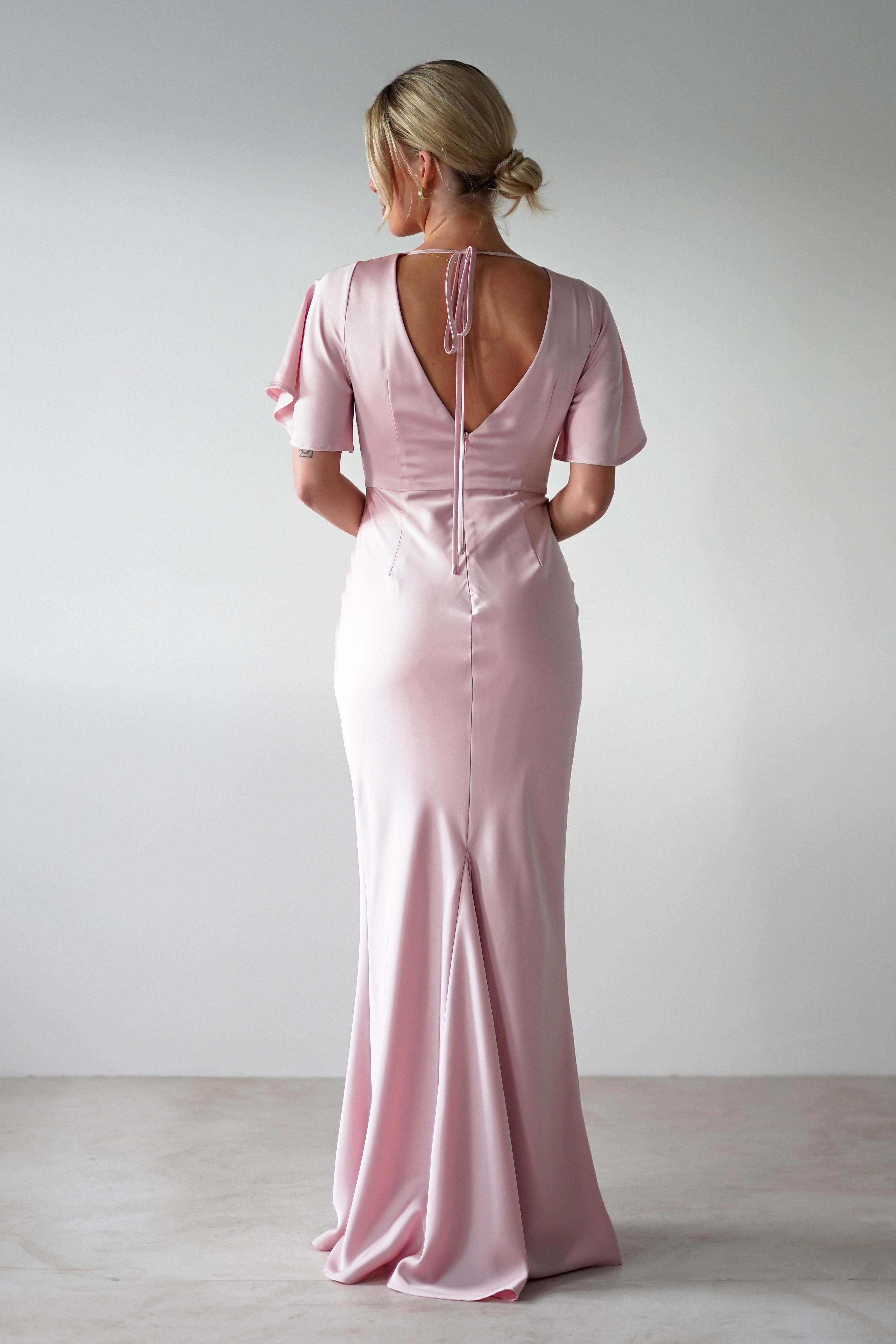 Olivia Soft Matte Satin Maxi Dress | Blush Pink