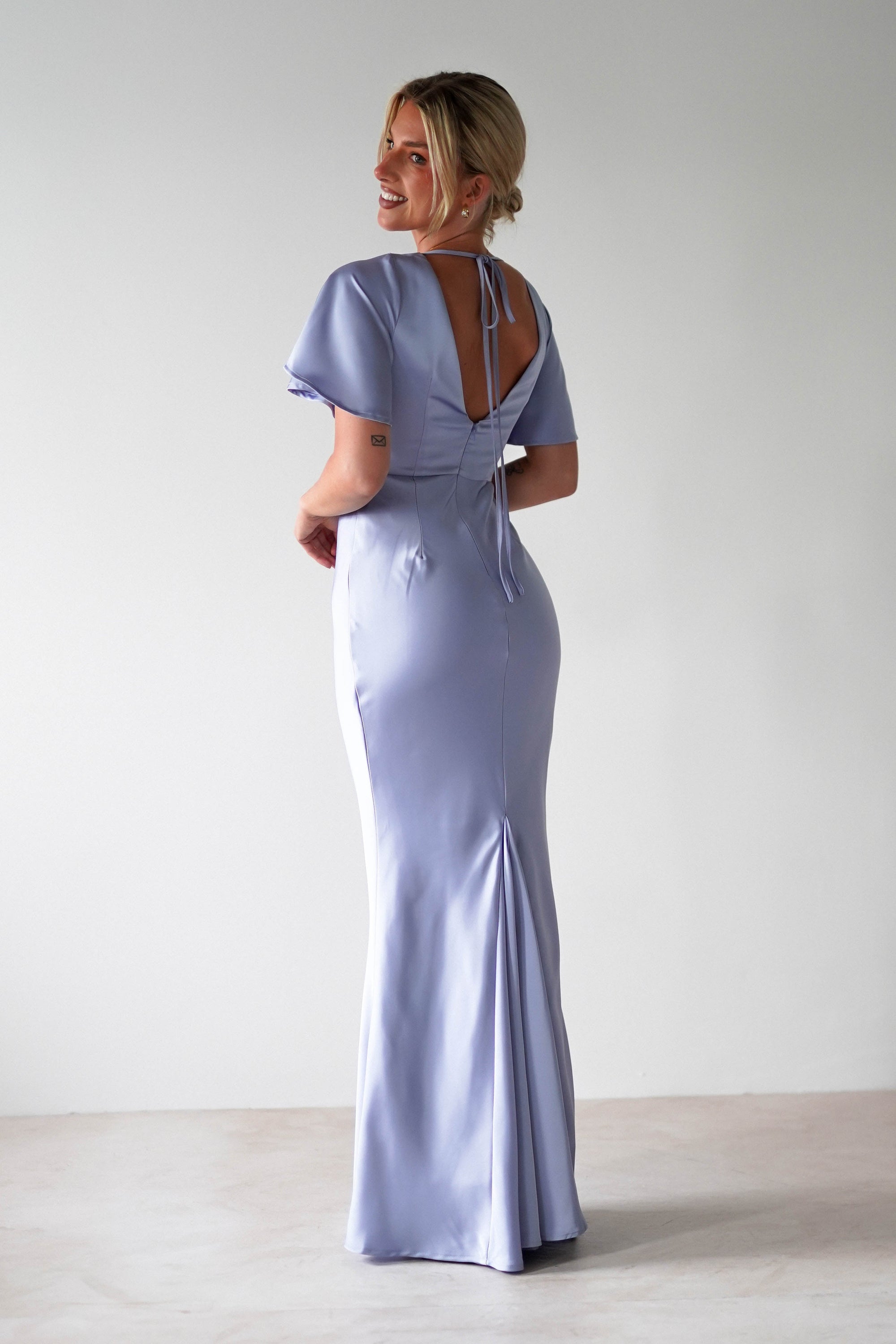 Olivia Soft Matte Satin Maxi Dress | Periwinkle Blue | Oh Hello Clothing | XS (6)