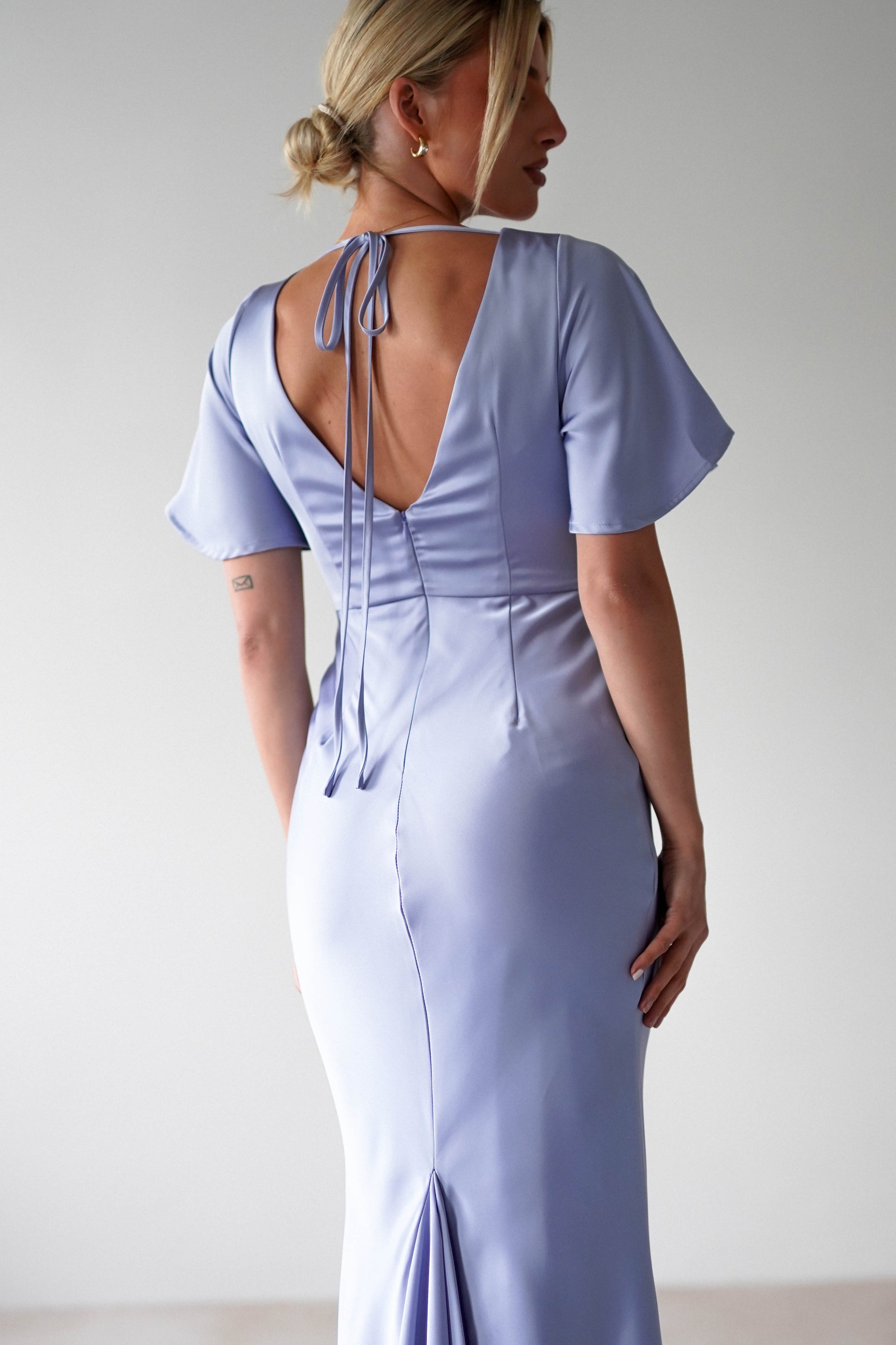 Olivia Soft Matte Satin Maxi Dress | Periwinkle Blue | Oh Hello Clothing | XS (6)