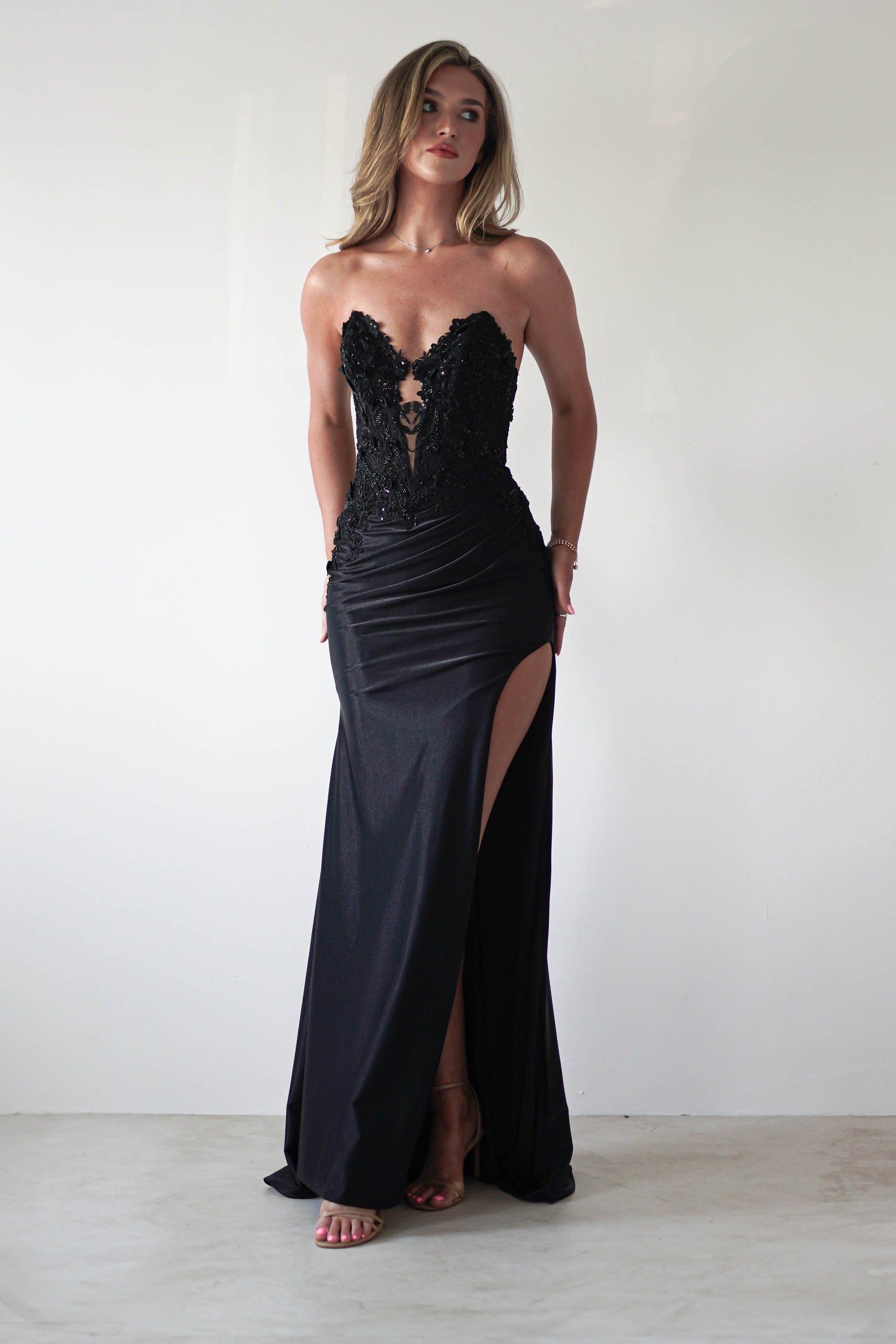 Perla Embellished Gown | Black | Oh Hello Clothing | XS (6)
