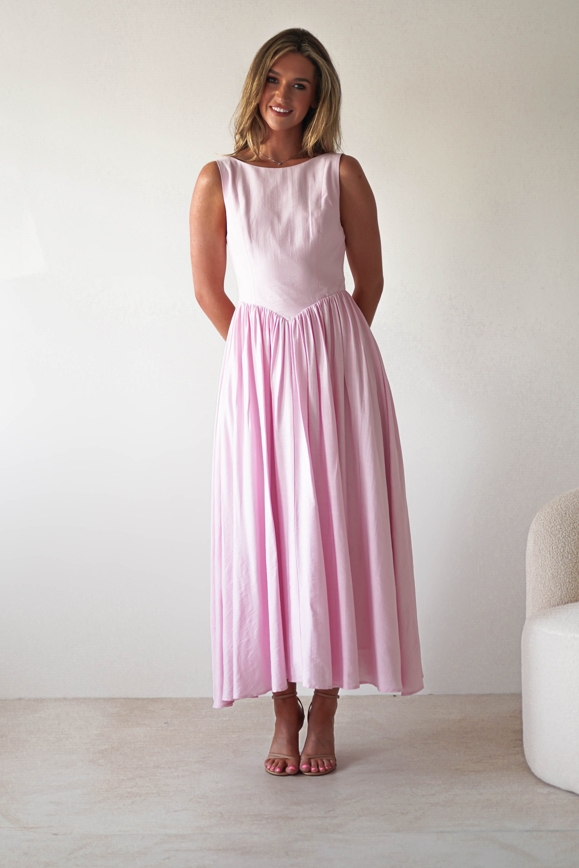 Monroe Skater Midaxi Dress | Pink | Oh Hello Clothing | XS (6)