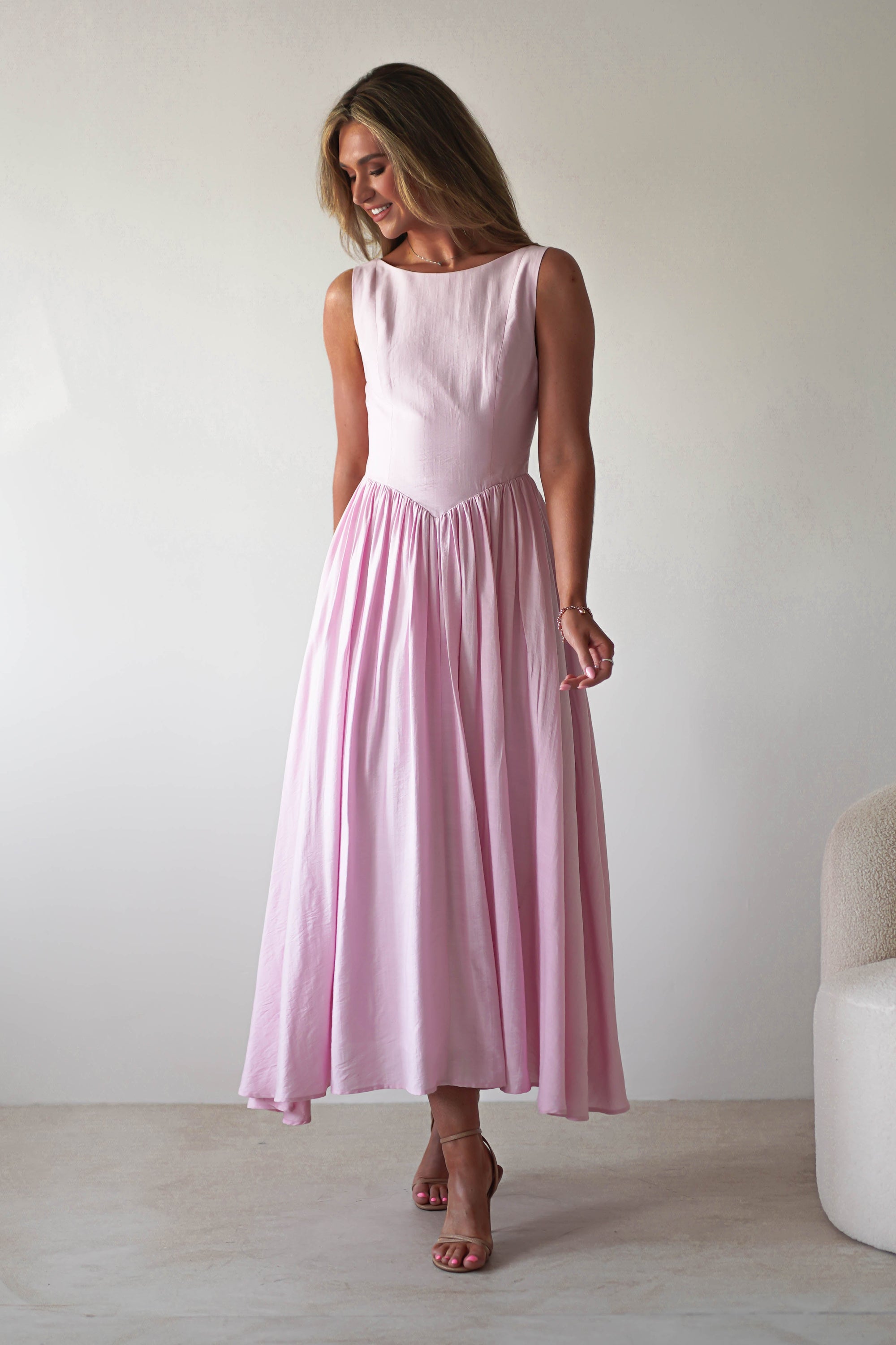 Monroe Skater Midaxi Dress | Pink | Oh Hello Clothing | XS (6)