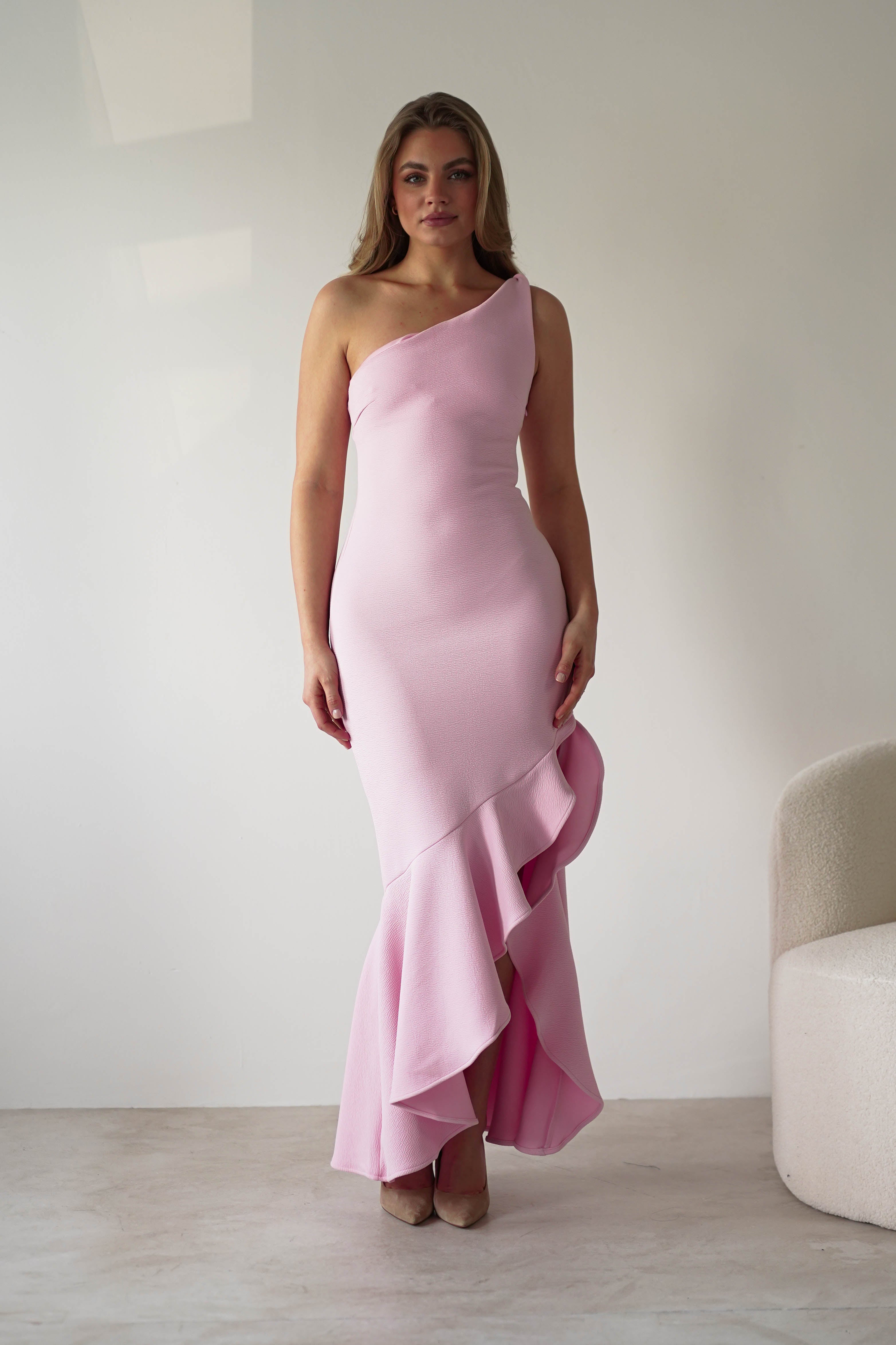 Tabitha Textured Bodycon Midaxi Dress | Pink | Oh Hello Clothing | XS (6)